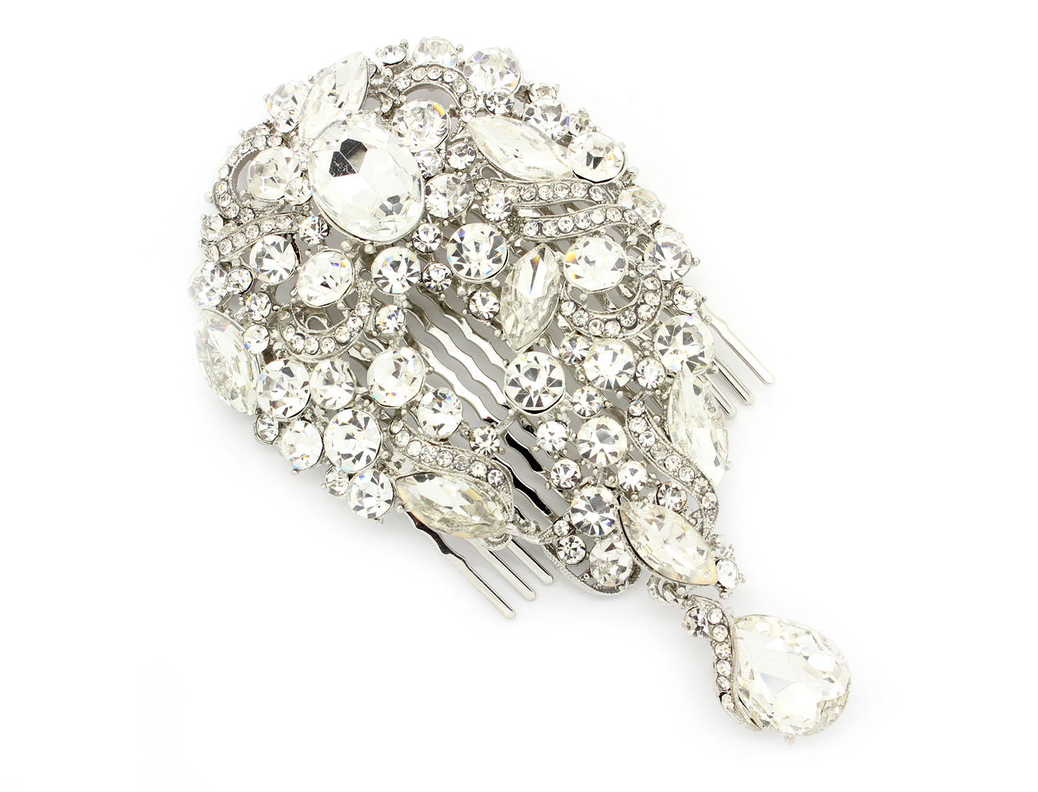 Silver Diamante Crystal Jewel Gem Bridal Hair Comb Grip Slide Fascinator