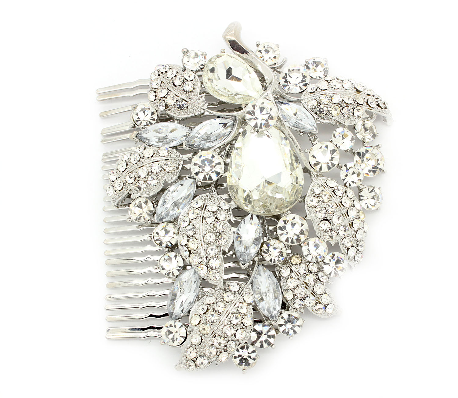 Silver Diamante Crystal Jewel Gem Bridal Hair Comb Grip Slide Fascinator