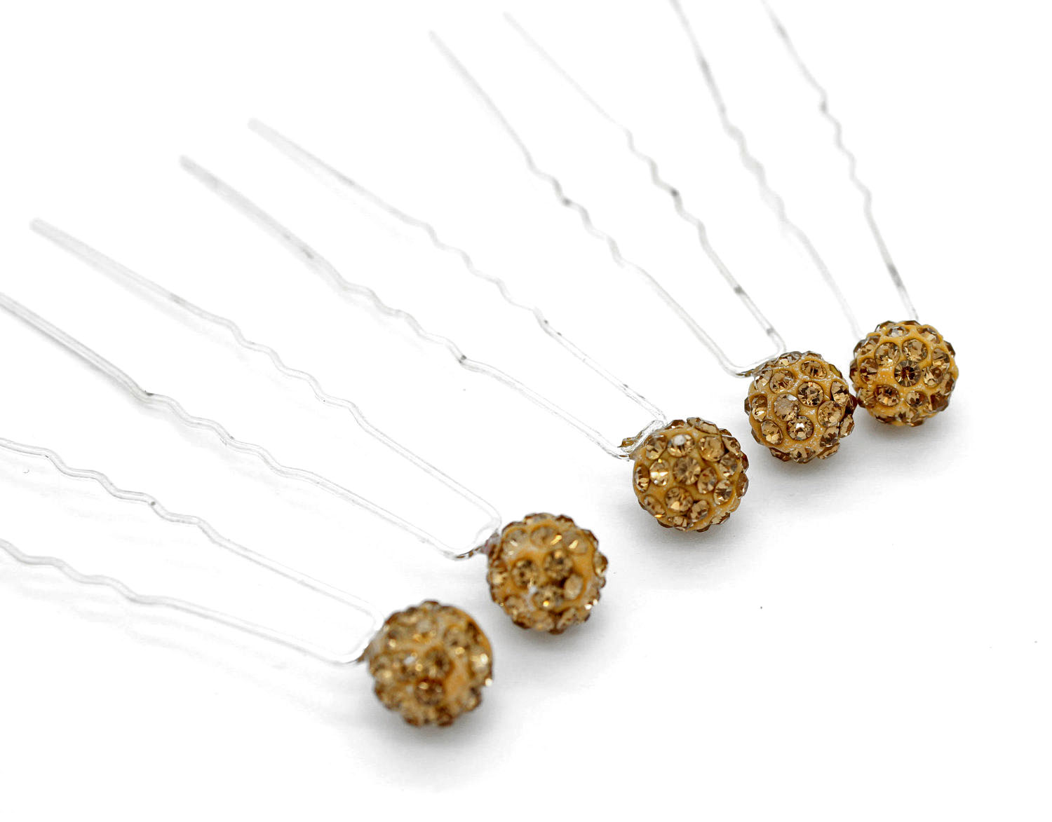 Antique Gold Diamante Ball Hair Pins — Glimour Jewellery