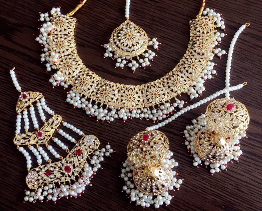 Vintage Indian Necklace Earring Jhumki Jewellery Set 