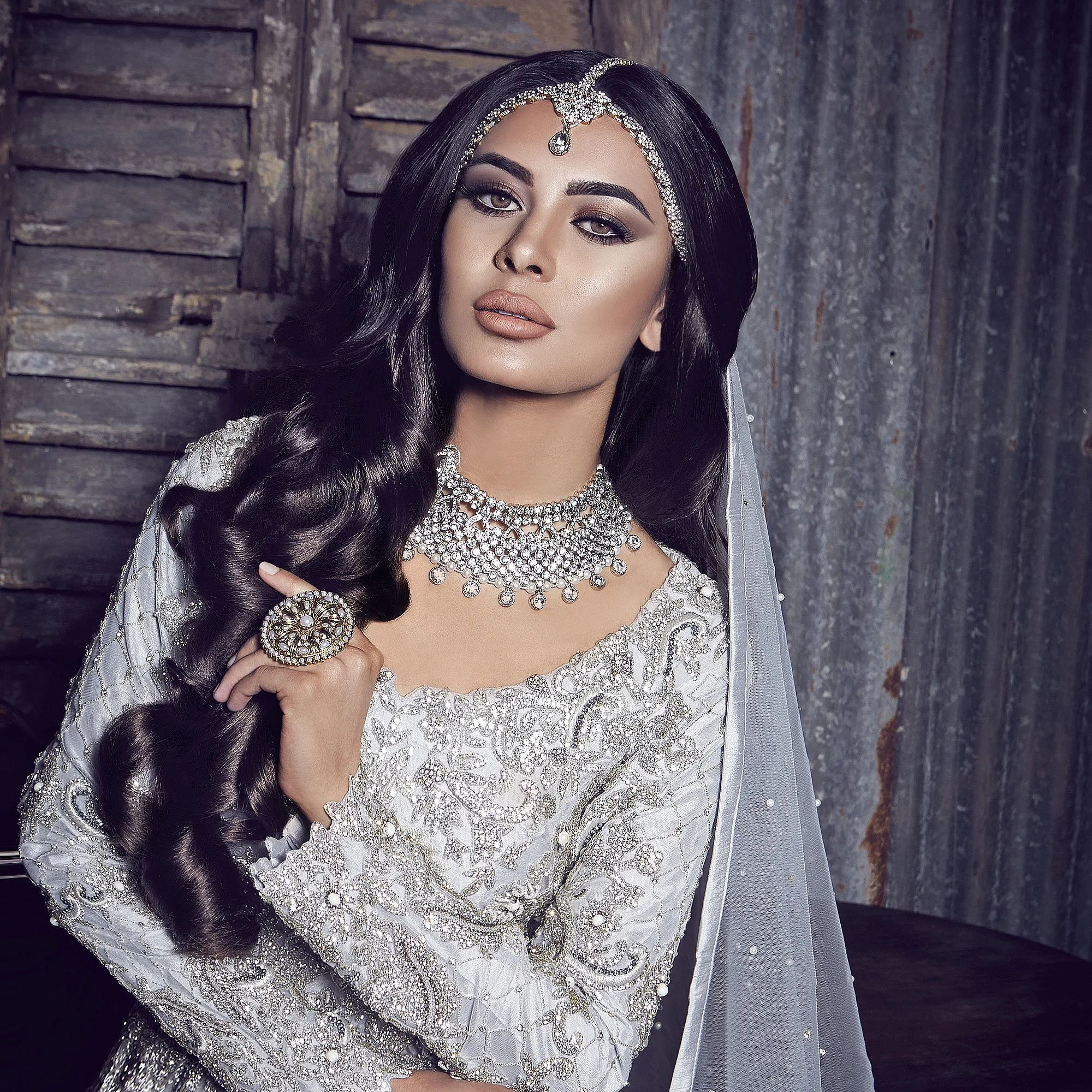 Silver Kundan Choker Necklace Indian Bridal 