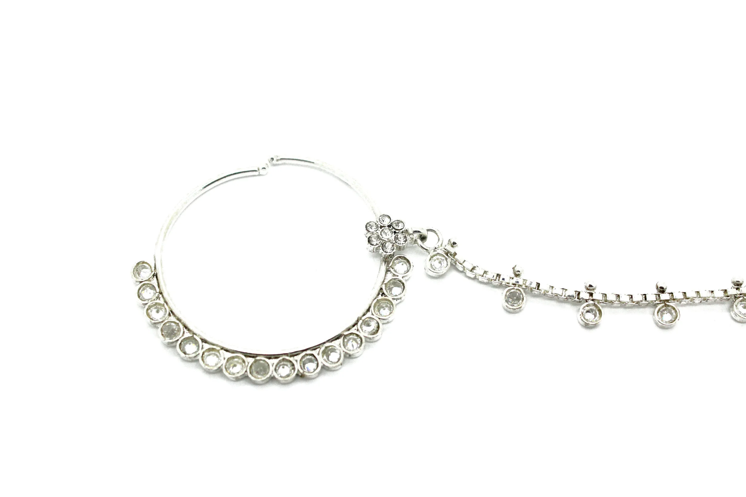 Full Silver 'FARAH' Nath Nose Chain