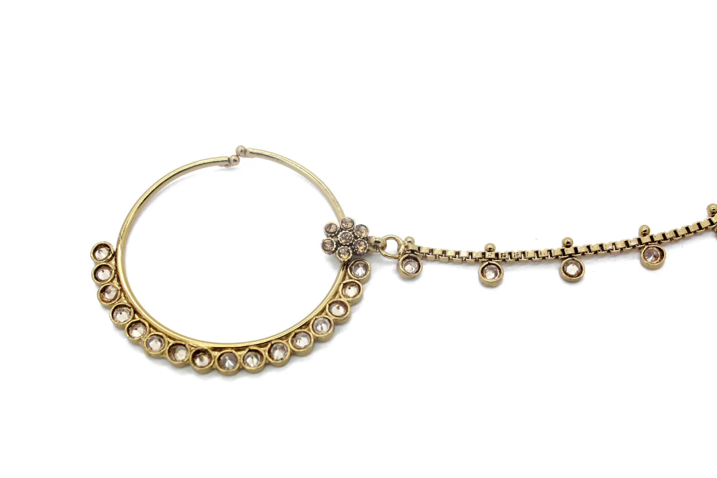 Antique Gold 'FARAH' Nath Nose Chain