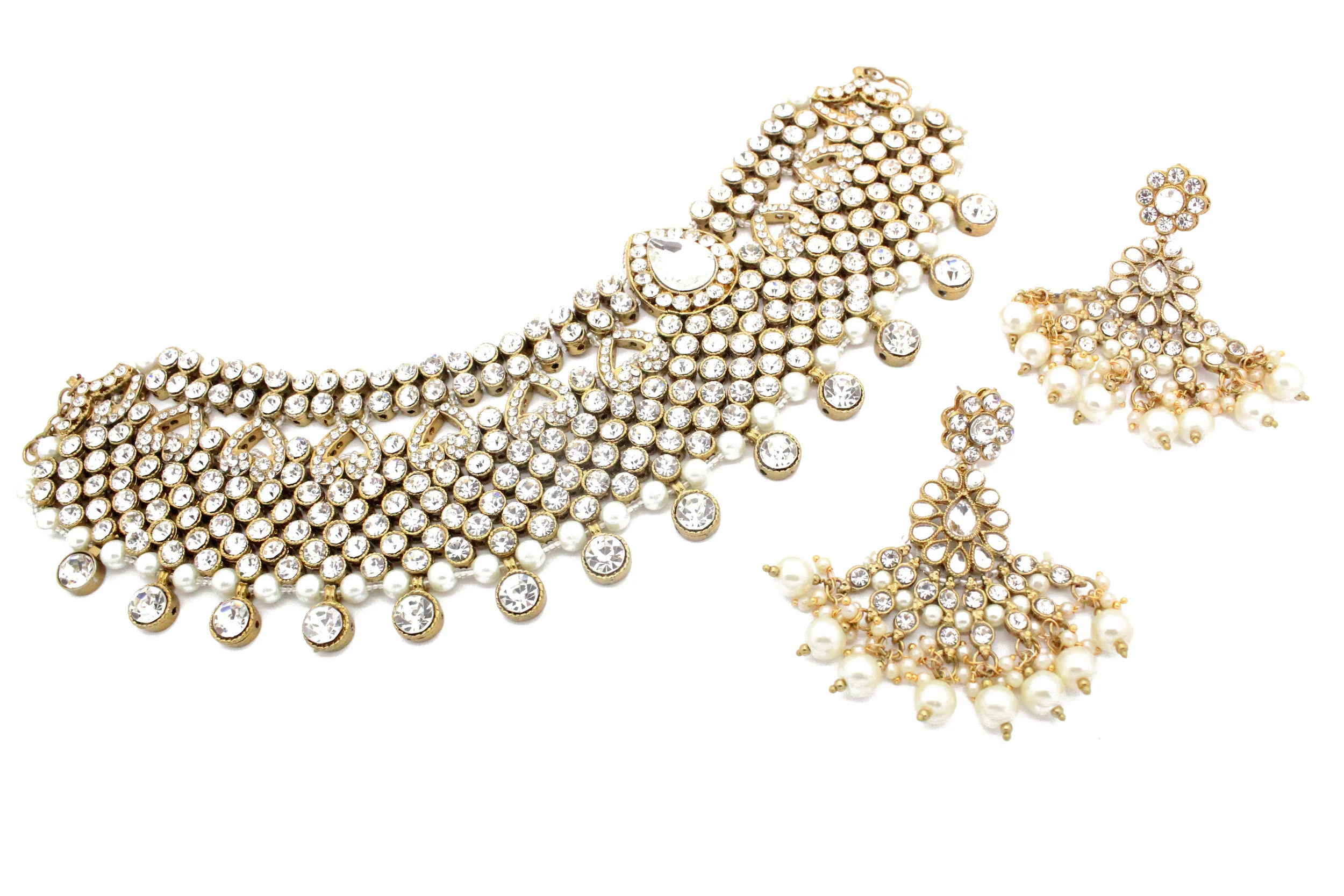 Gold Silver 'NEELAM' Necklace, Tikka 