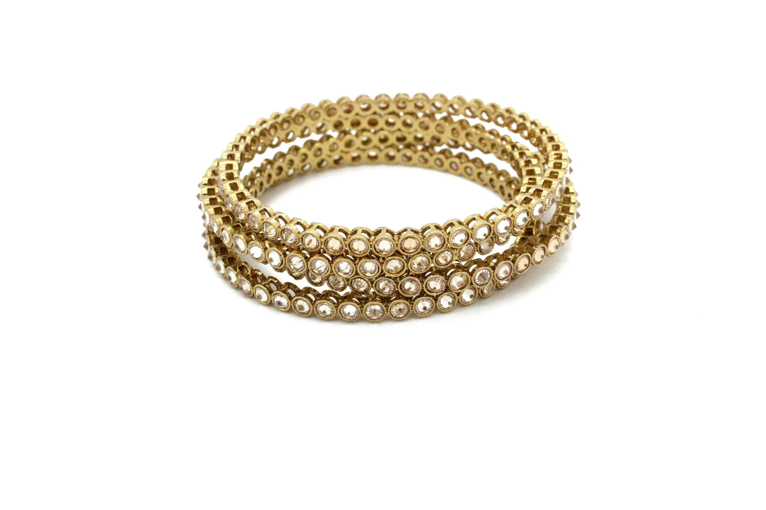 Antique Gold 'NEHA' Stone set of Bangles