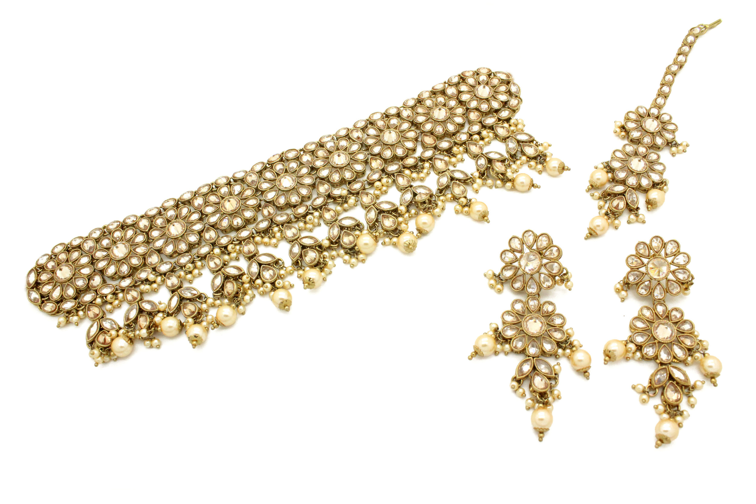 Antique Gold 'NISHANI' Choker Necklace Jewellery Set