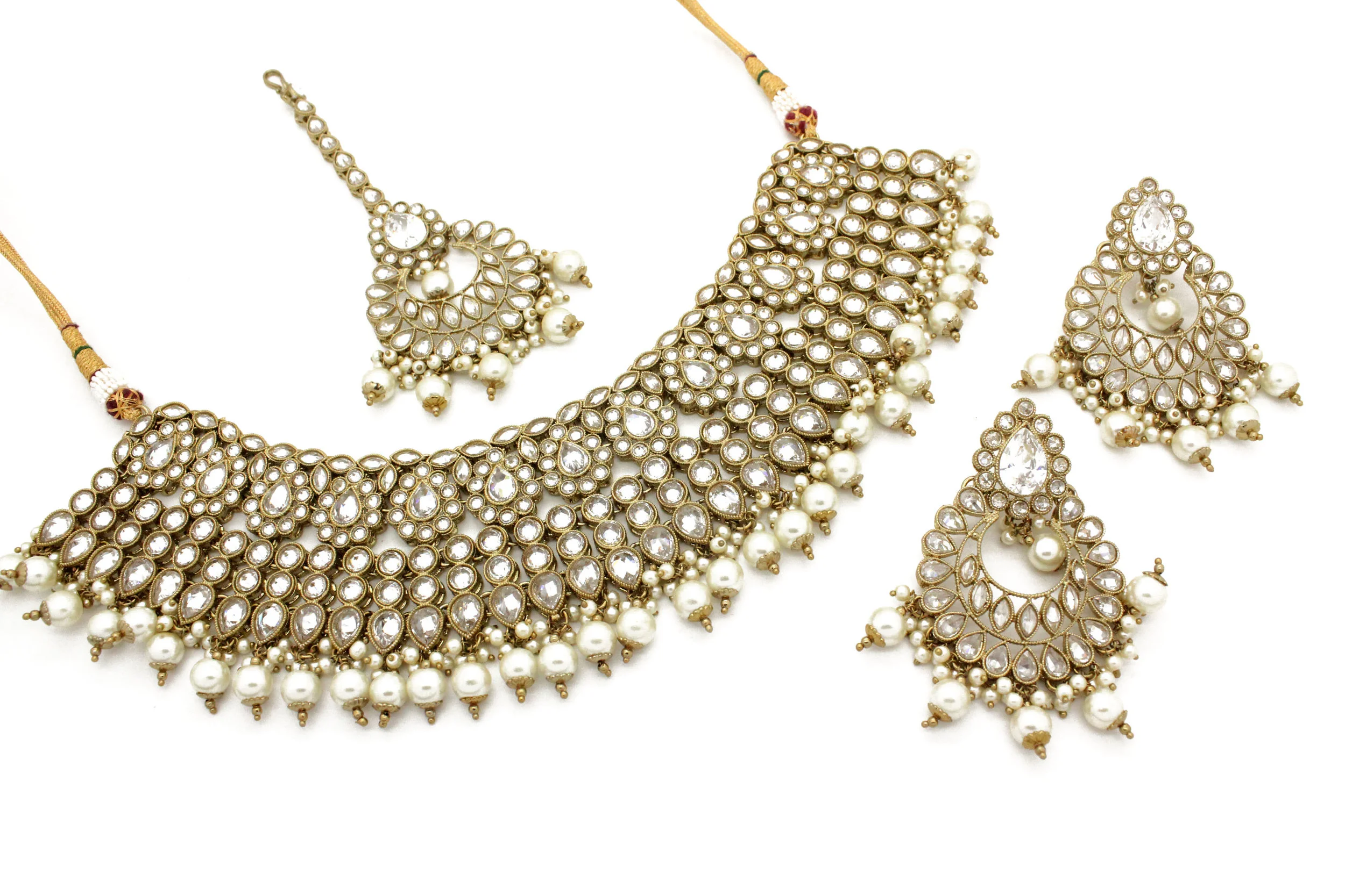 Gold Silver 'AMISHA' Necklace Jewellery Set