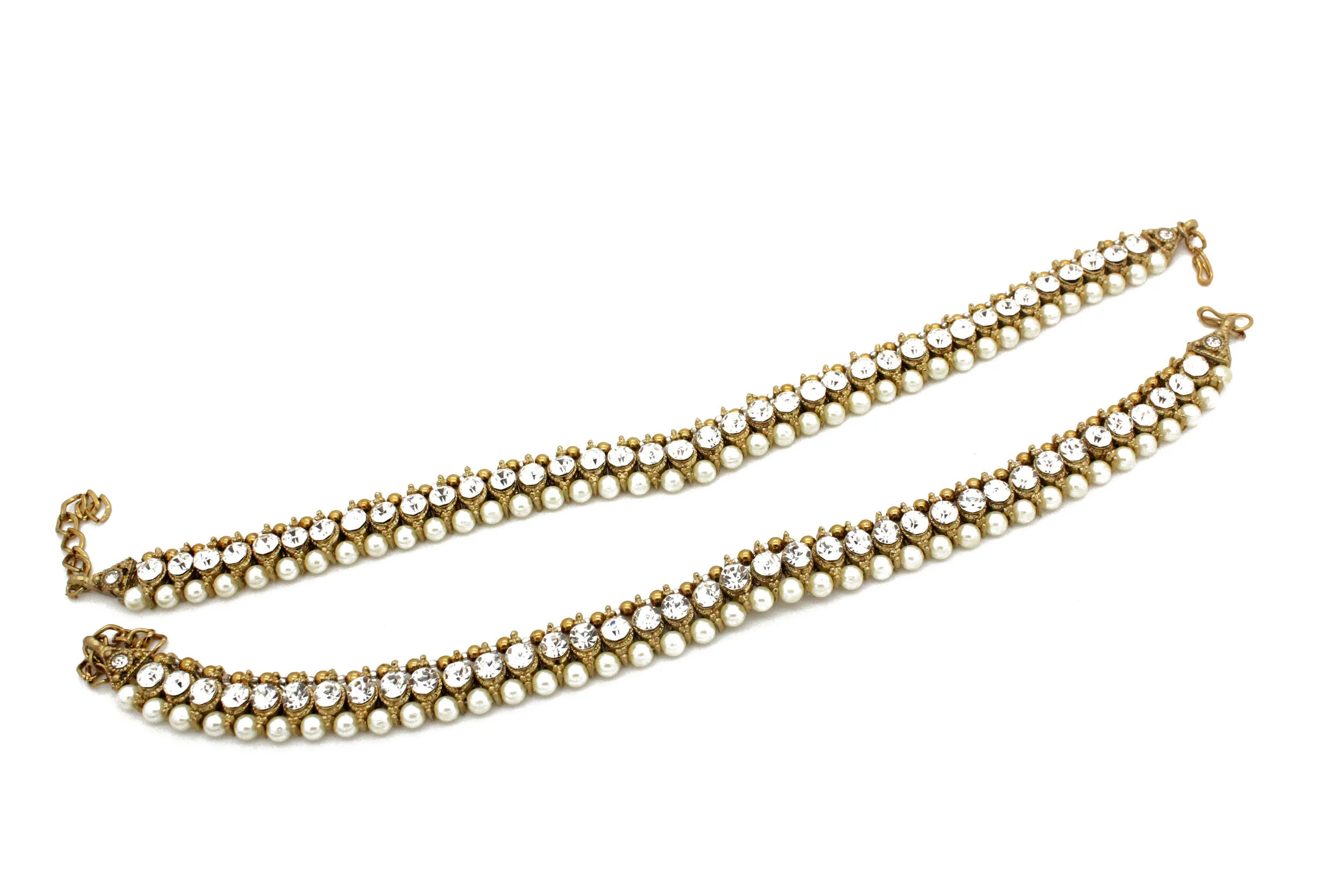 Pair of Gold Silver Pair 'PRIYA' Anklets Indian Payal