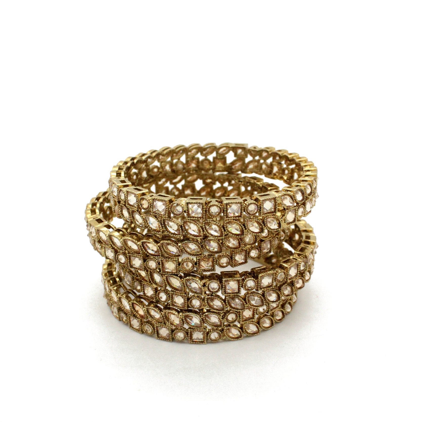 Antique Gold Kundan Polki Stone Bangles Kangans Indian Bollywood Jewellery Jewelry 