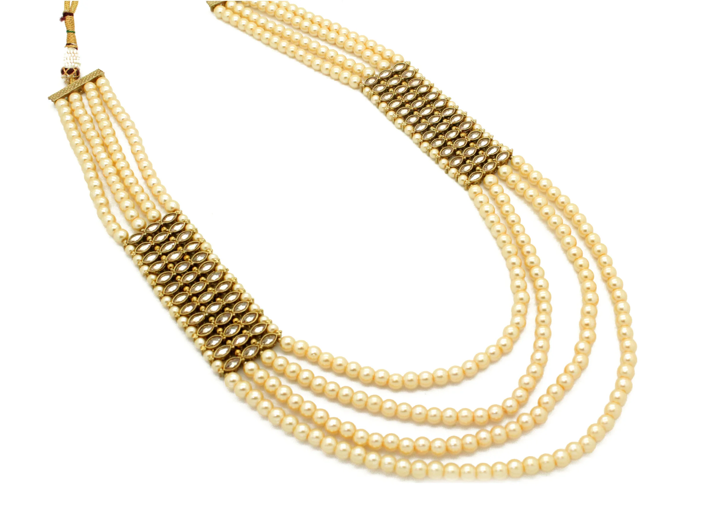 Antique Gold Mens Grooms Maharaja Indian Asian Mala Necklace Male Jewelry Jewellery