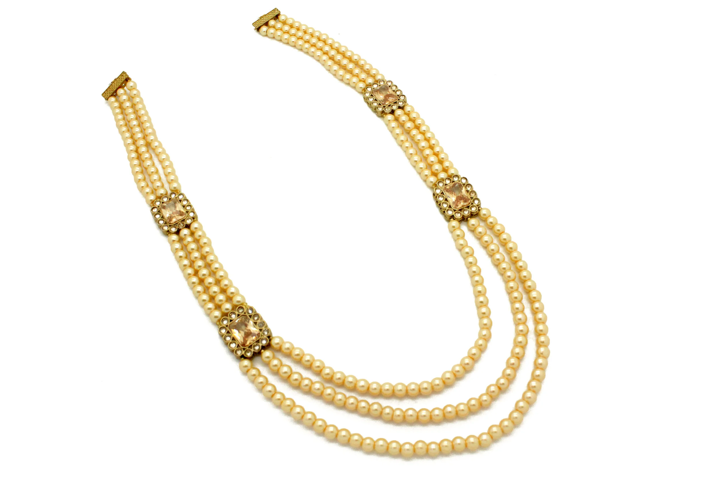 Antique Gold Mens Grooms Maharaja Indian Asian Mala Necklace Male Jewelry Jewellery