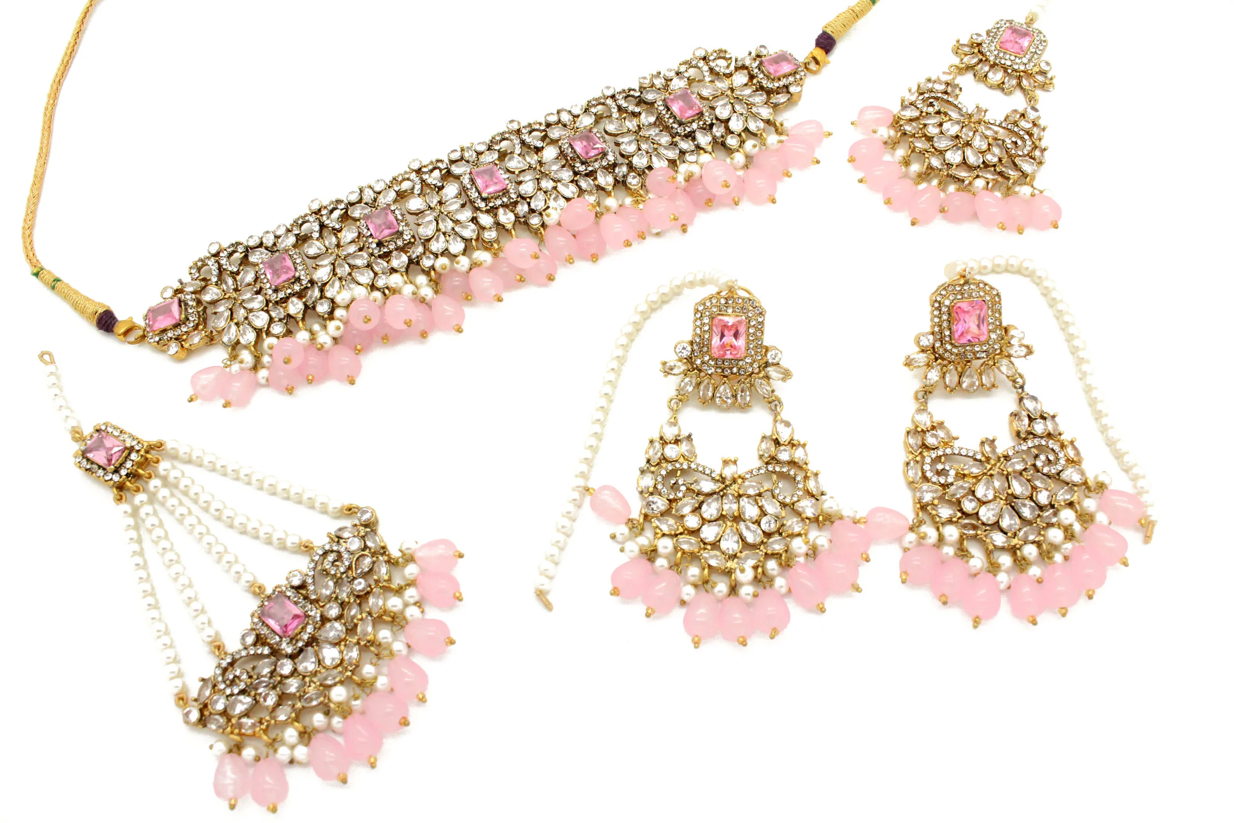 Gold Silver Baby Pink 'ALIA' Choker 