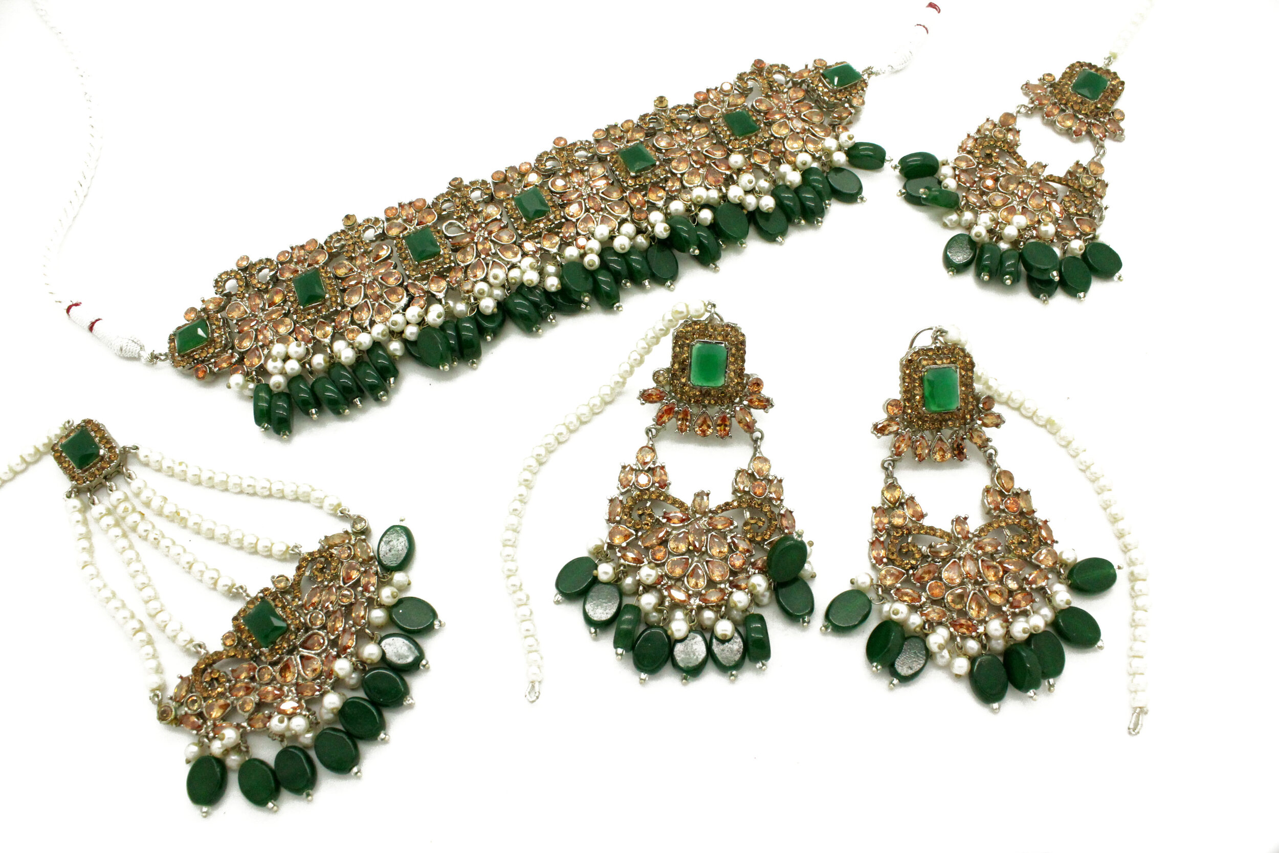 Green Antique Gold 'ALIA' Choker 