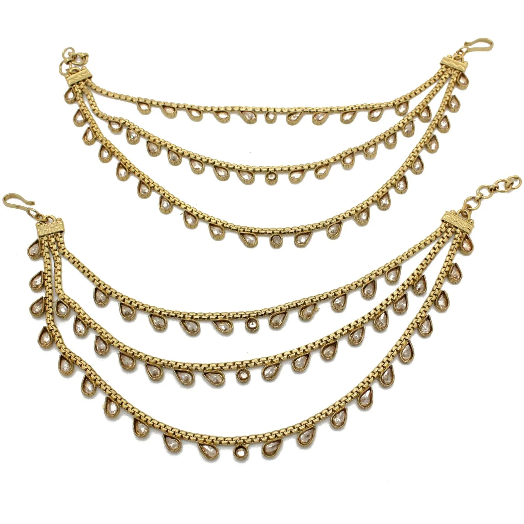 Antique Gold Indian Asian Saharey Kan Chains Ear Chains