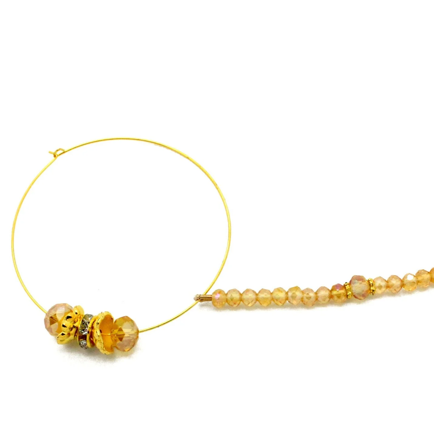 Champagne Gold Bead Indian Pakistani Asian Nose Chain Nath Nose Piece Bridal Wedding 