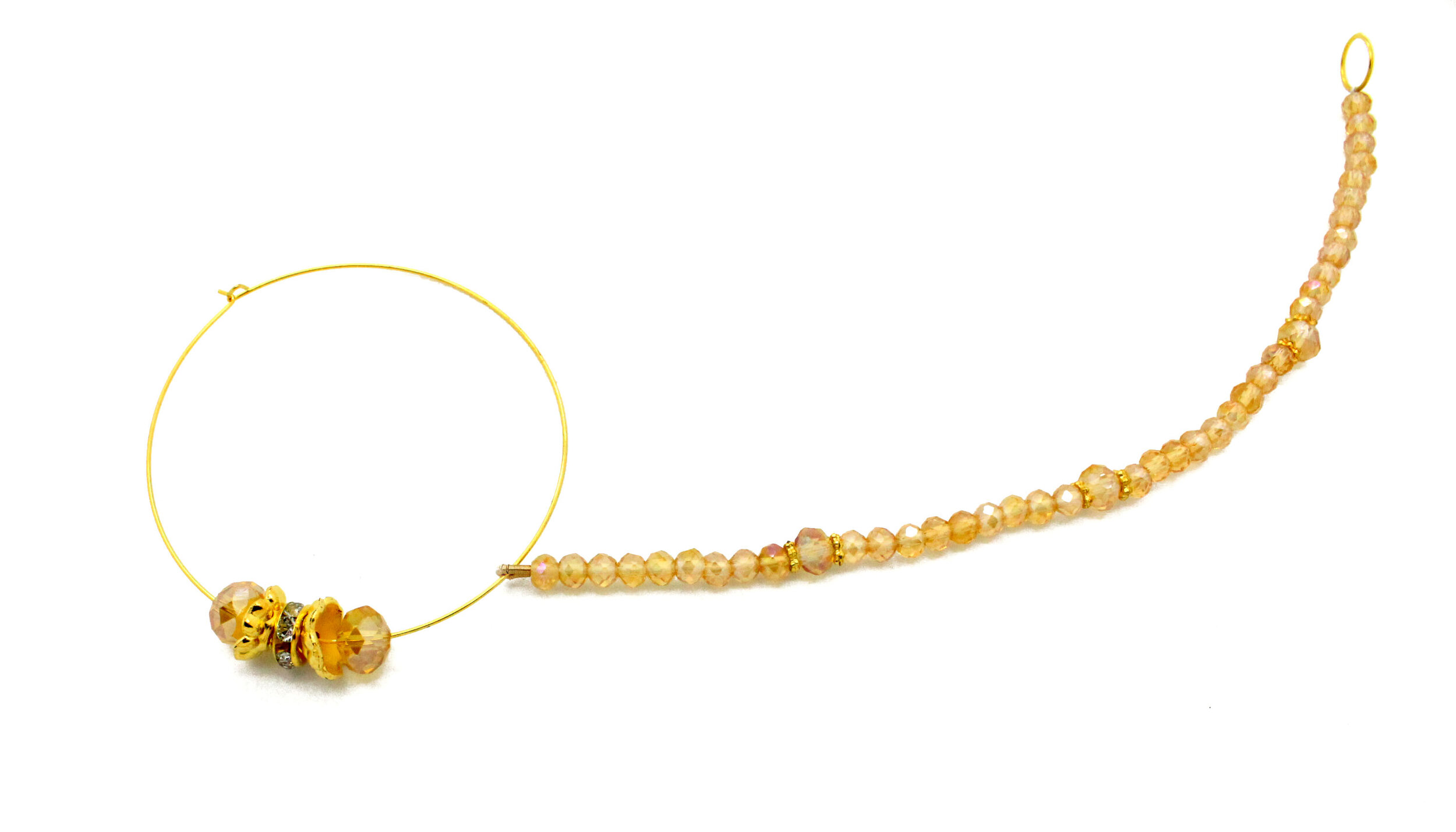 Champagne Gold Beaded Nose Chain 