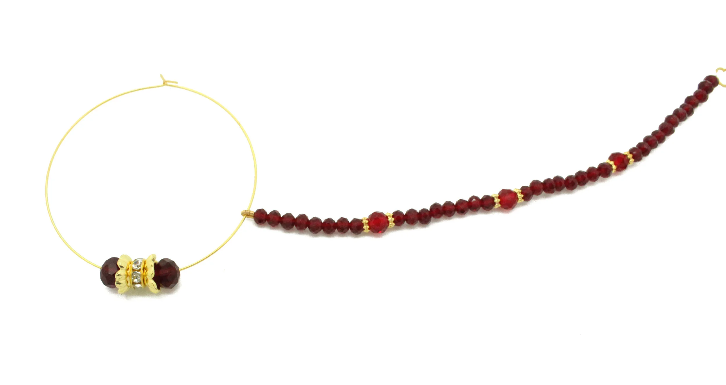 Maroon Beaded Nose Chain