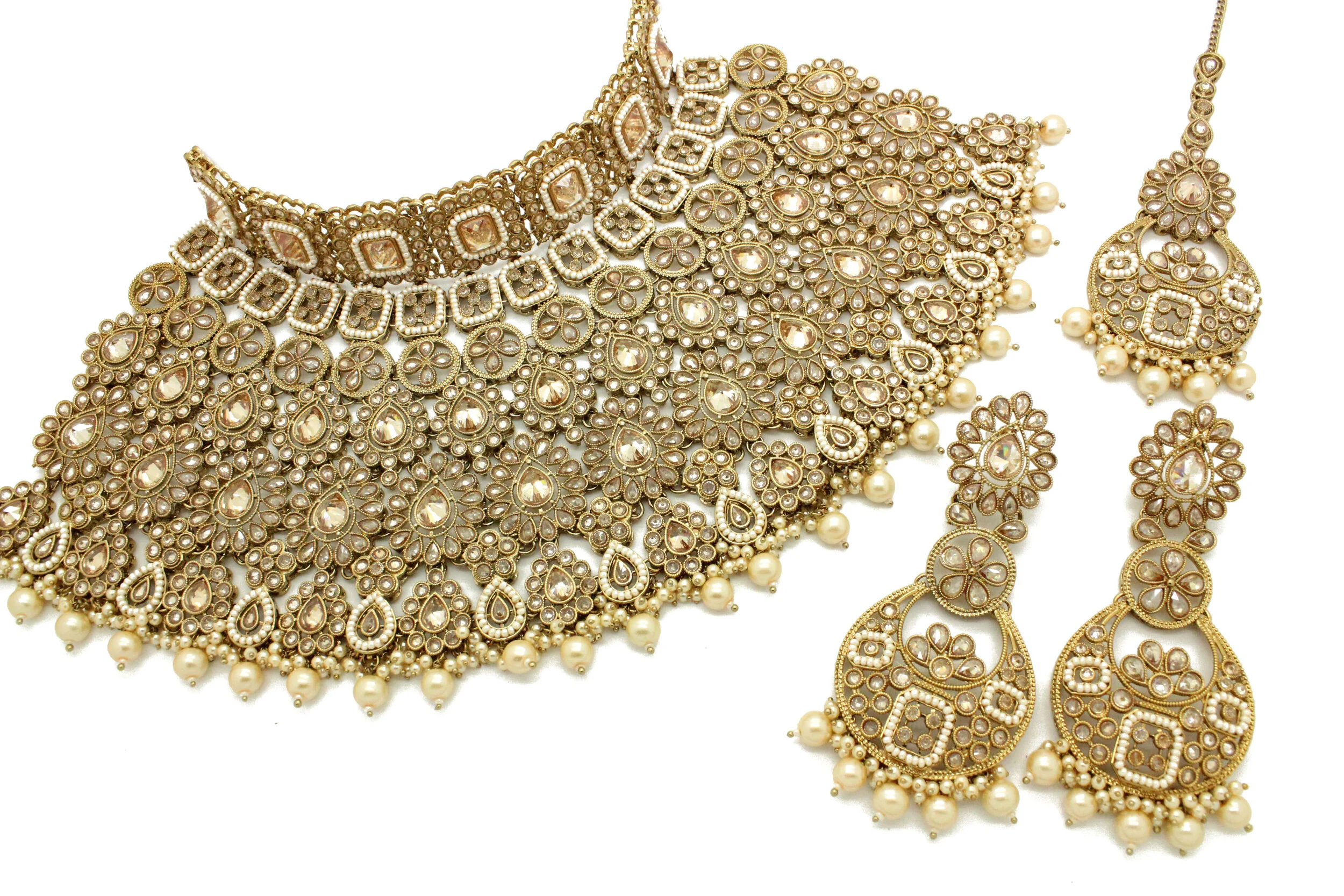Antique Gold Heavy Bridal 'DAYA' Necklace Jewellery Set