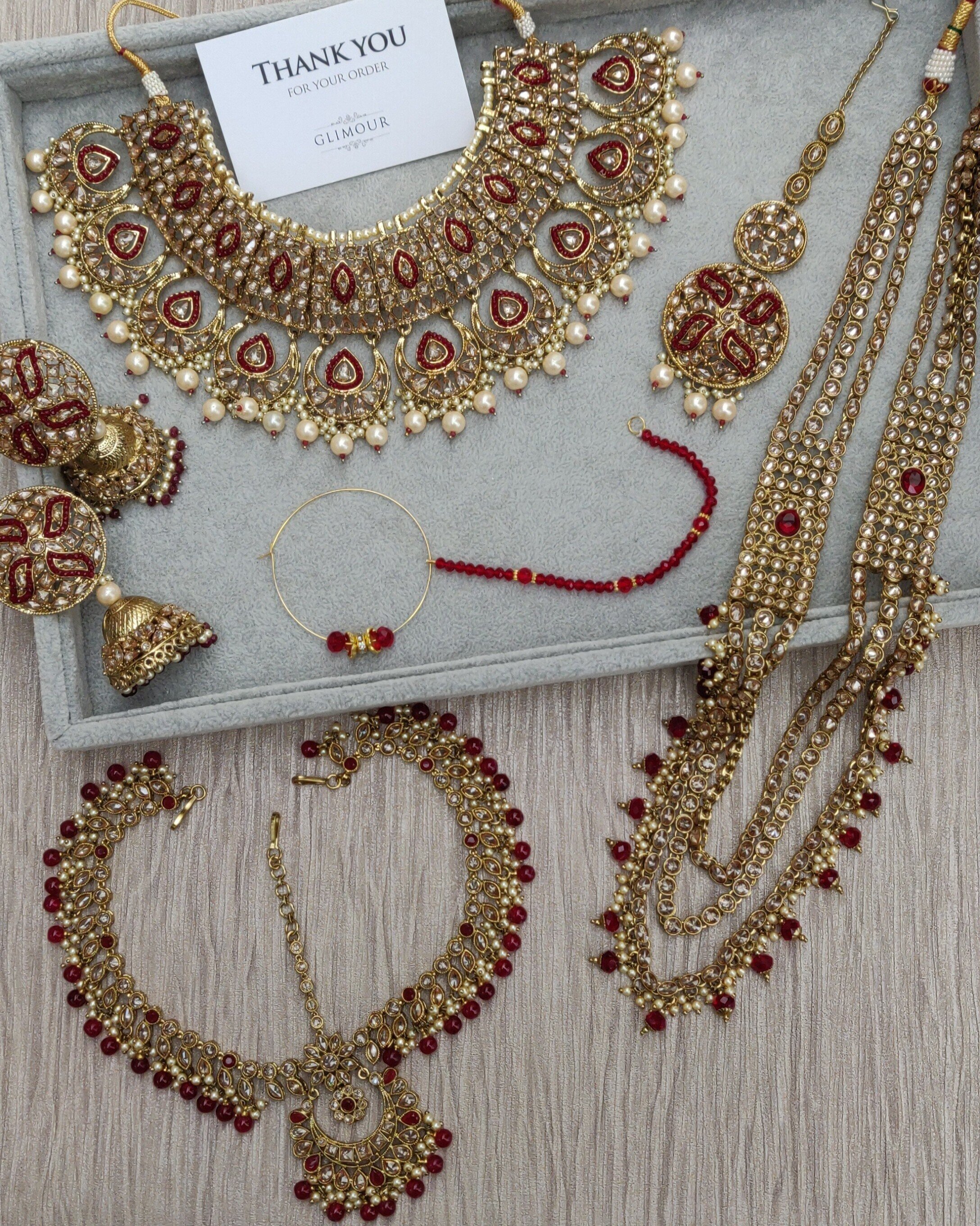 Jewellery Jewellery Sets Bridal Choker Necklace set  Mehendi plated Polki Necklace set with Tikka   Indian Jewellery  Pakistani Jewellery   wedding Necklace set 