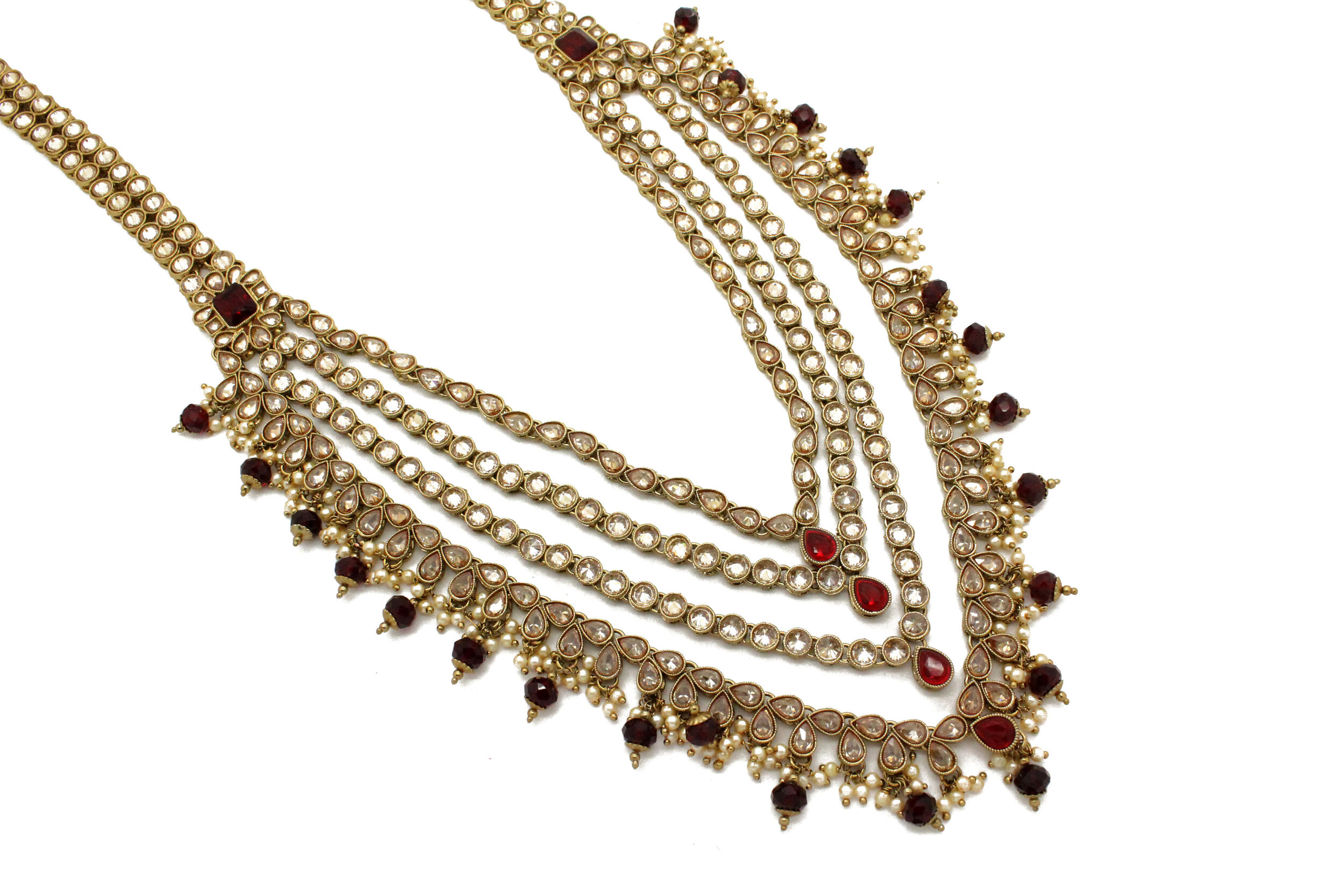 Maroon Antique Gold Layered Indian 