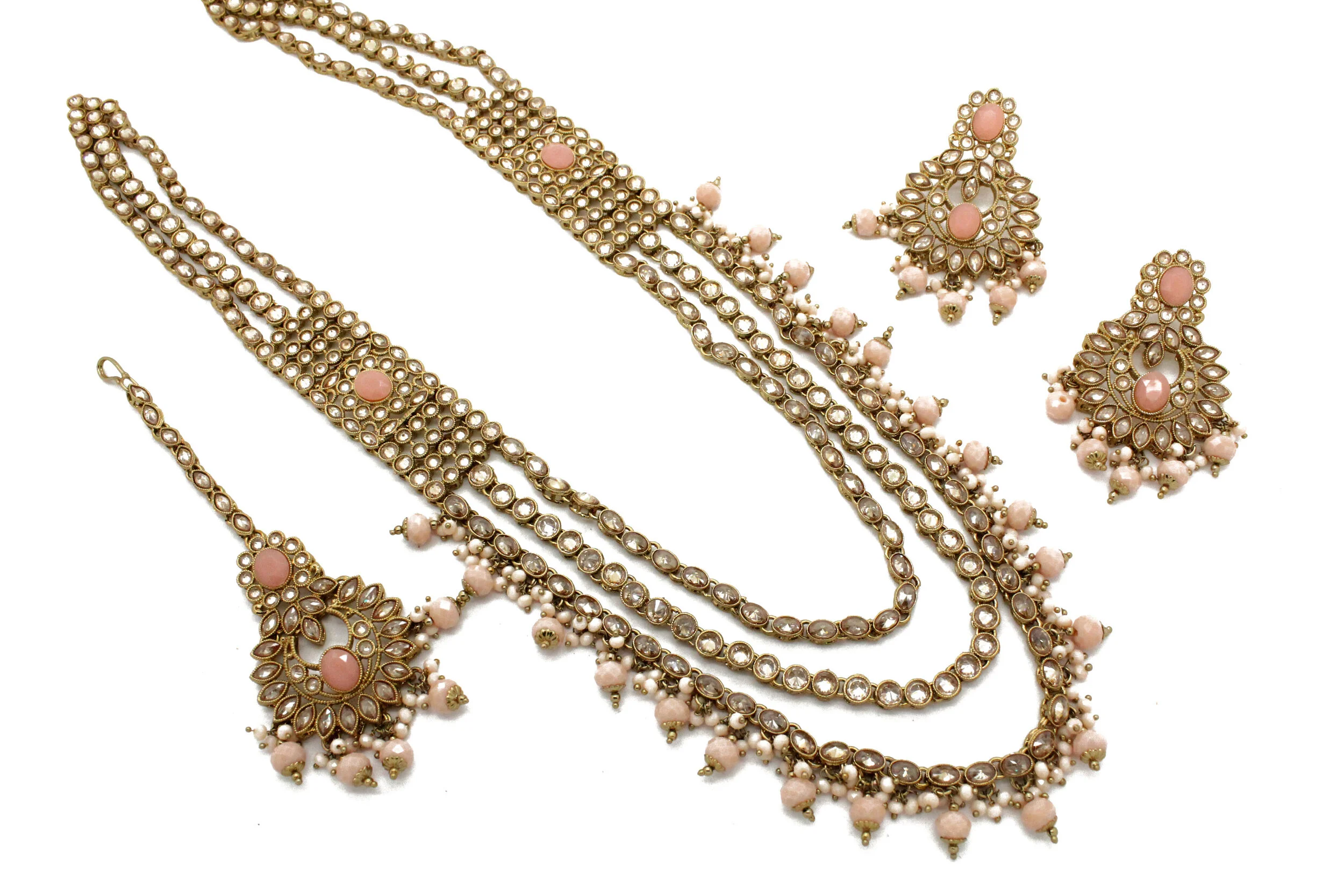 Baby Pink Antique Gold Layered Indian 