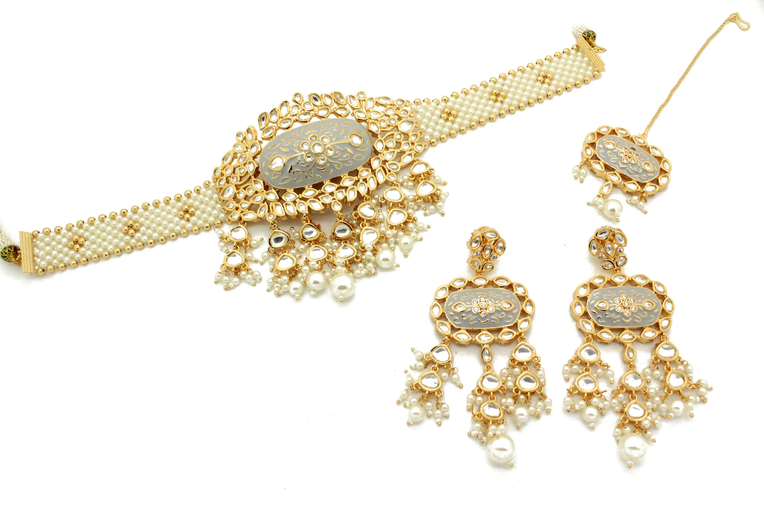 Grey Ivory Hand Painted Meenakari 
