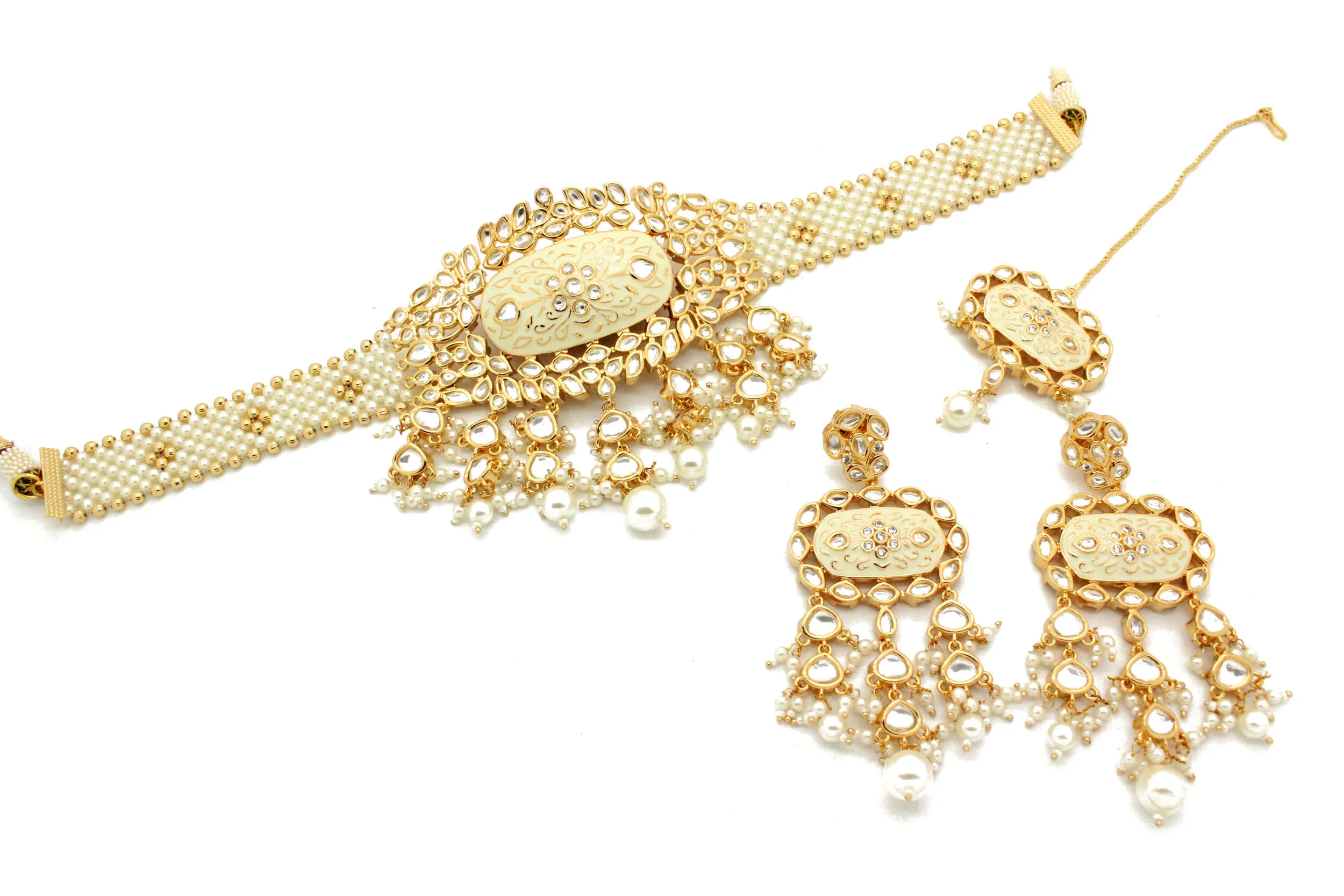 Ivory Hand Painted Meenakari Kundan 