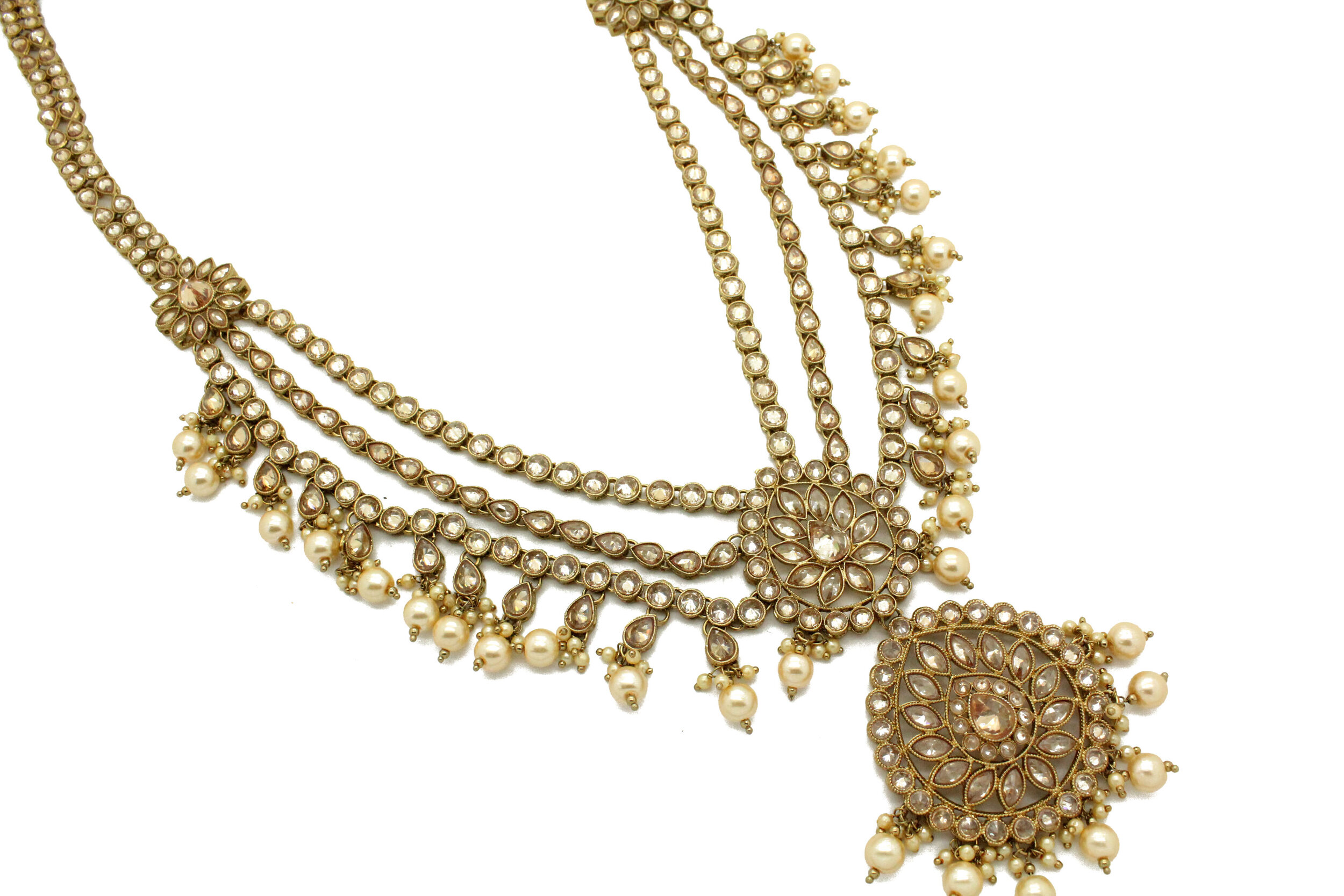 Indian Asian Bollywood Antique Gold Bridal Mala Necklace  (Copy) (Copy)