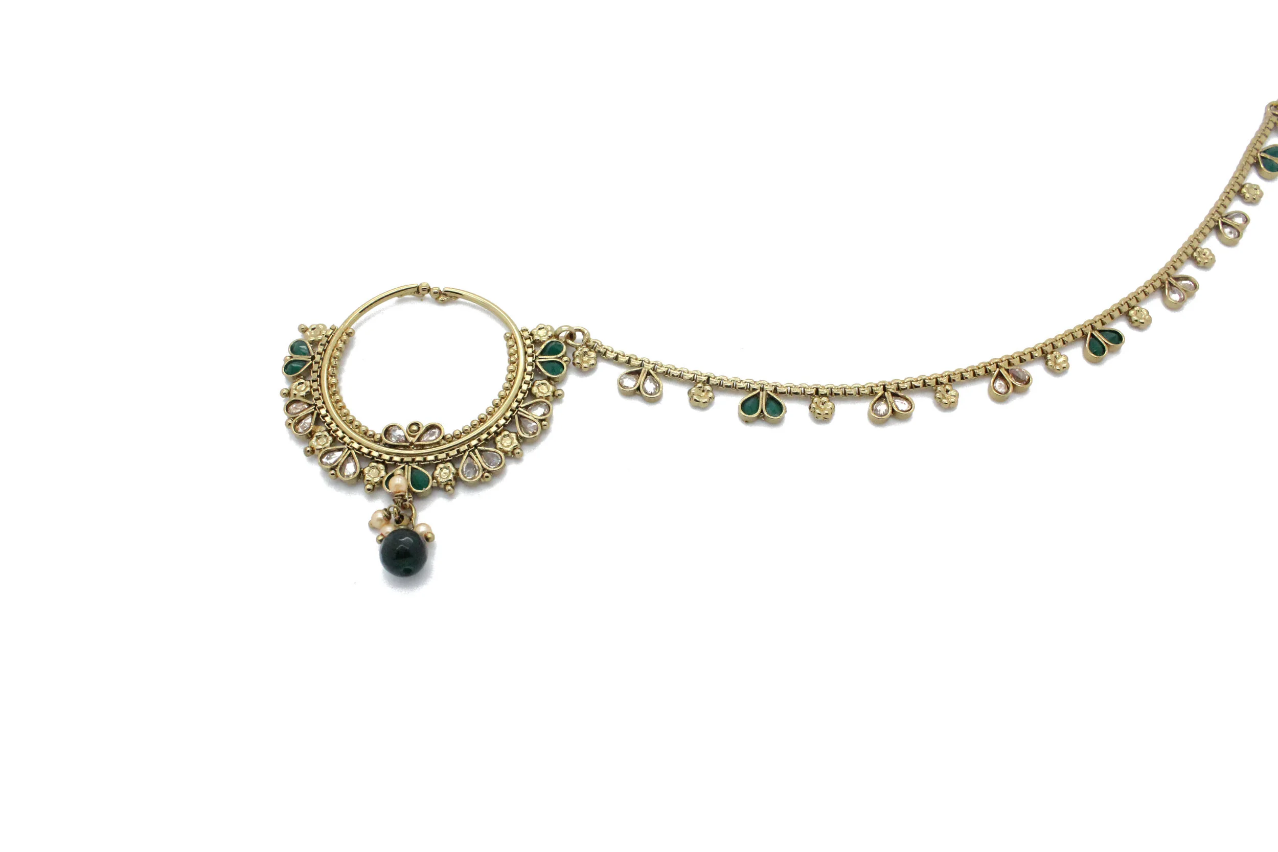 Green Antique Gold Nose Chain 