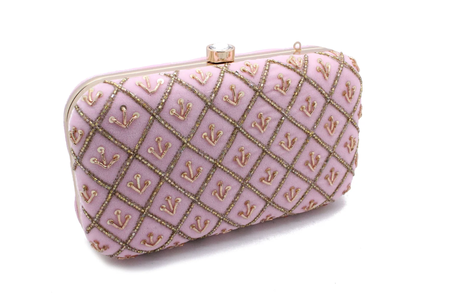 Baby Pink Gold Clutch Bag — Glimour Jewellery