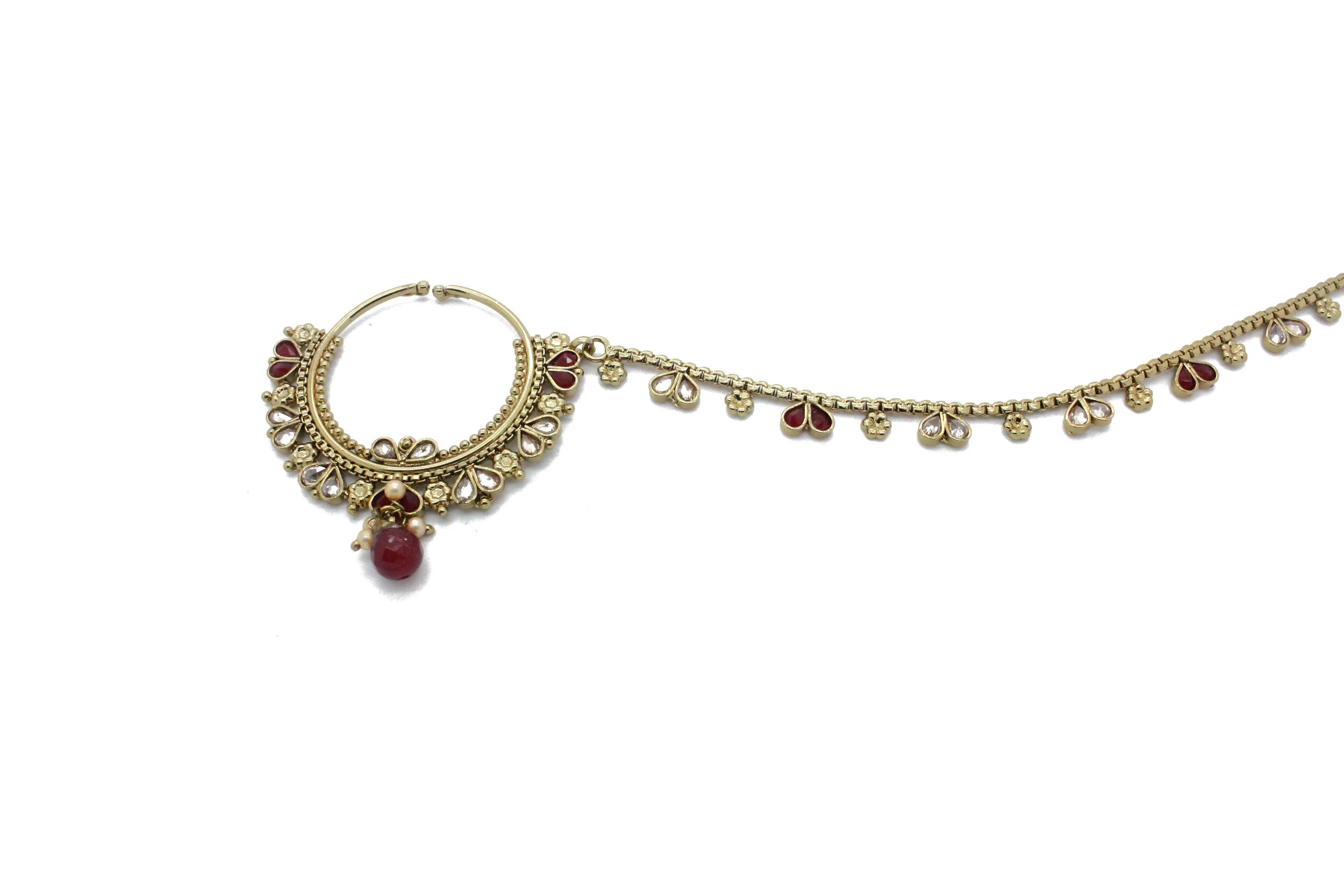 Maroon Antique Gold Nose Chain