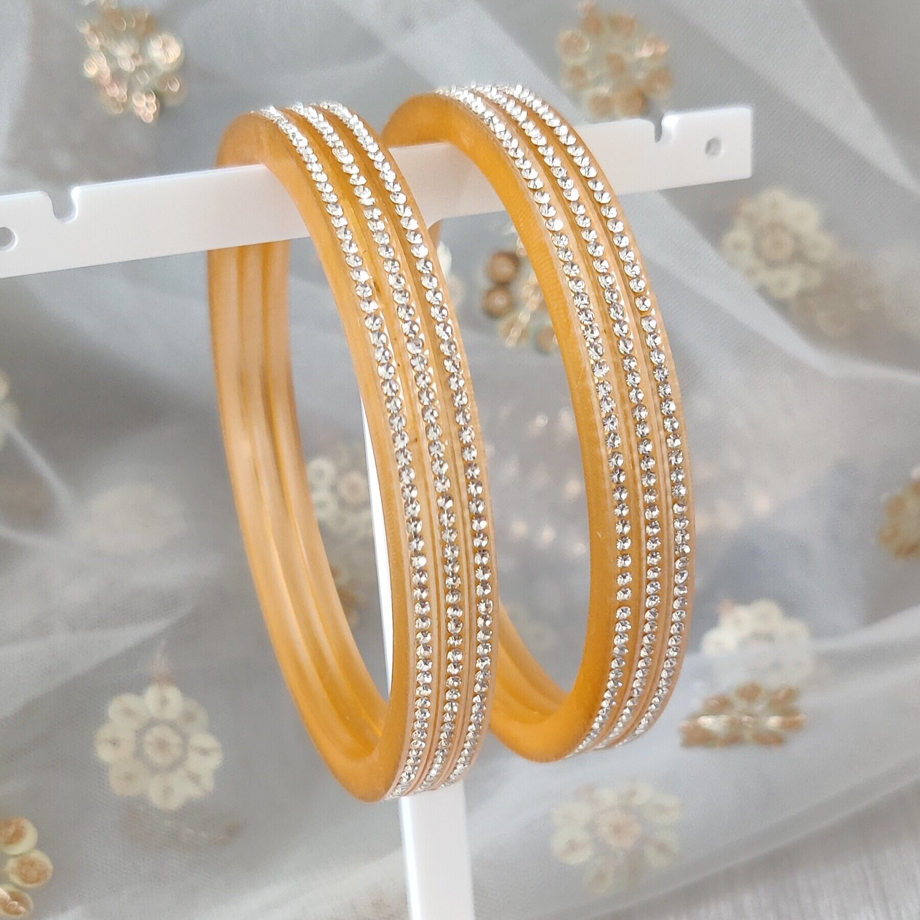 Set of 6 Silver Stone Choora Bangles