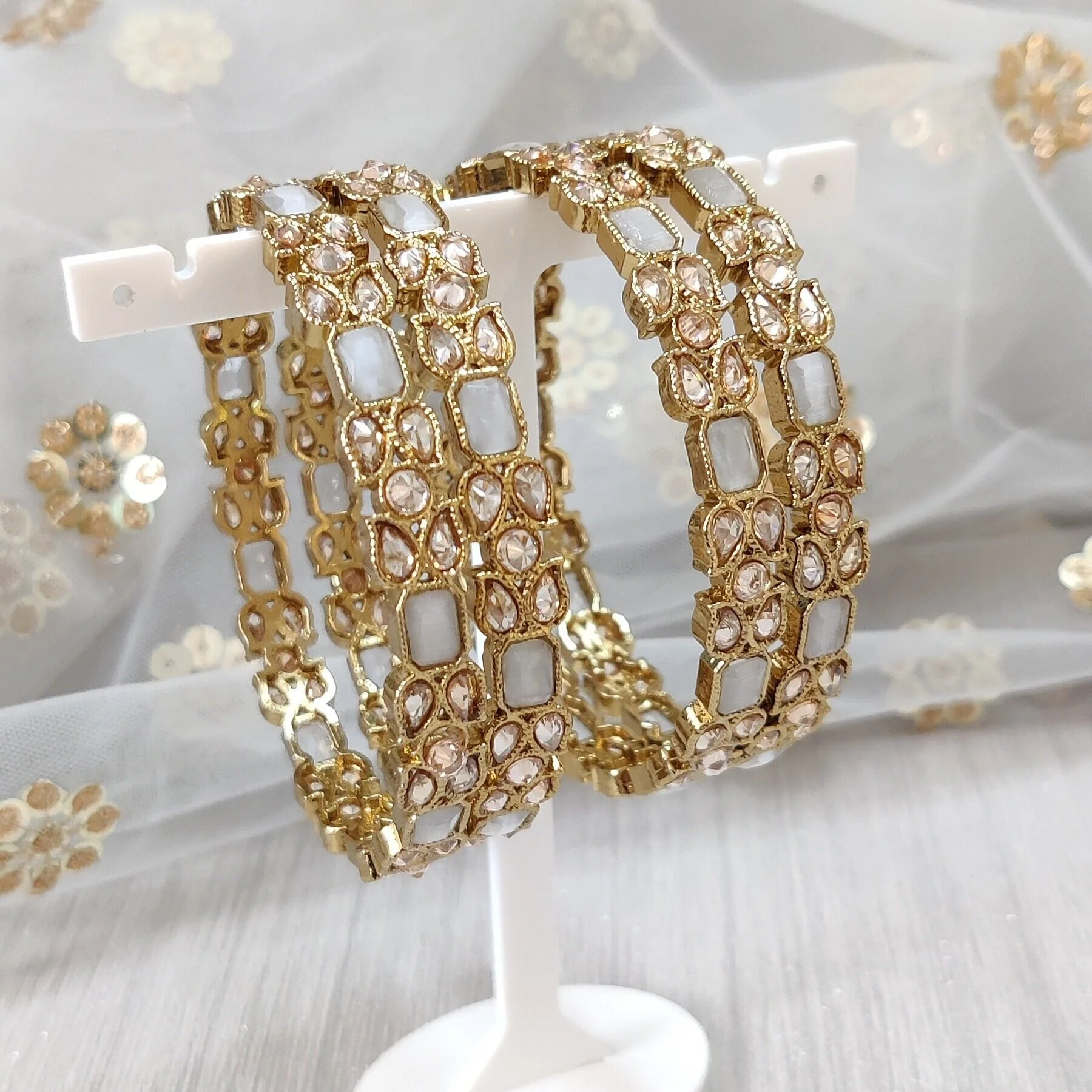 Grey Antique Gold Indian Asian Kangan Bangles Churiya Bangle Set Bridal 