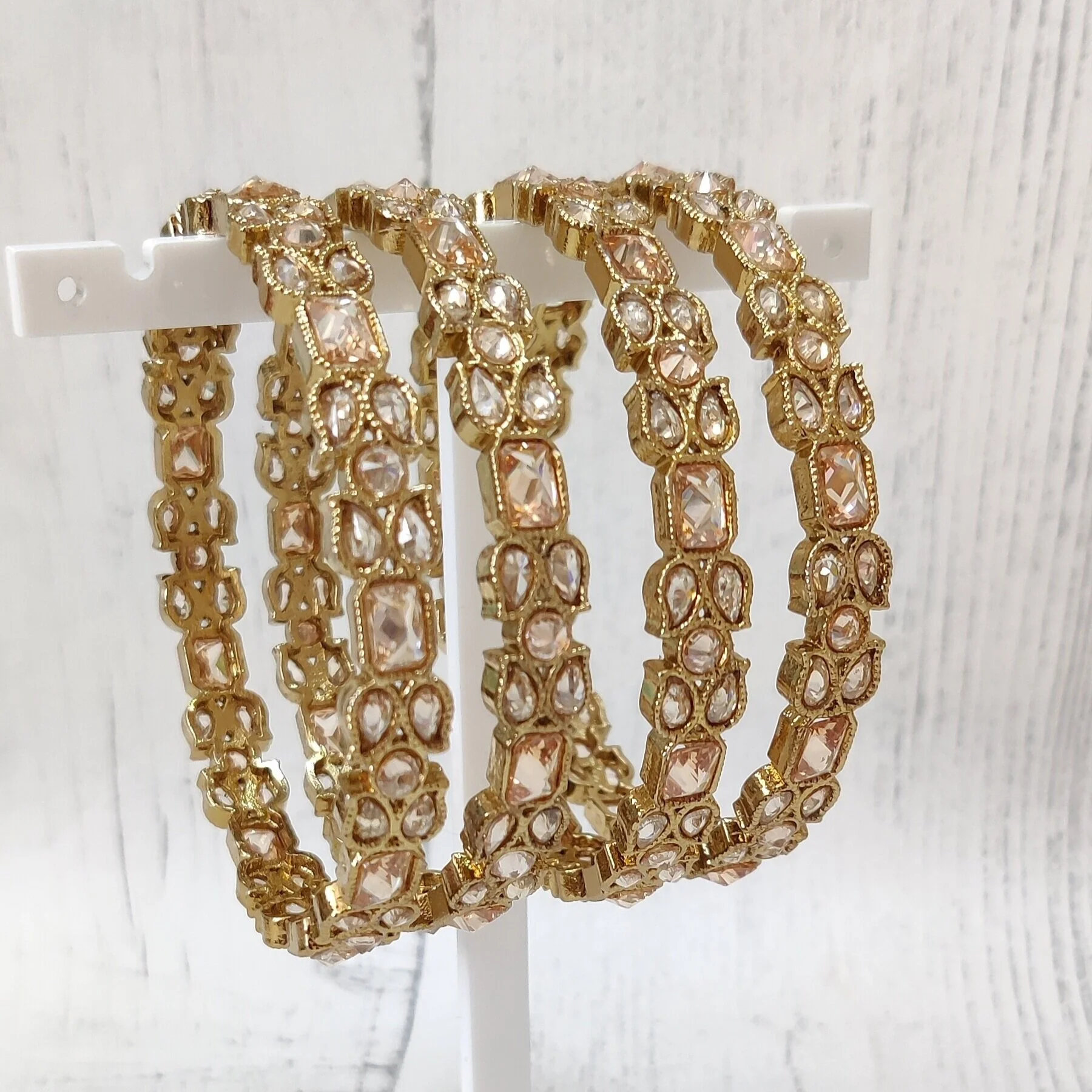 Set of 4 Antique Gold Indian Asian Karay Kangan Bangles 