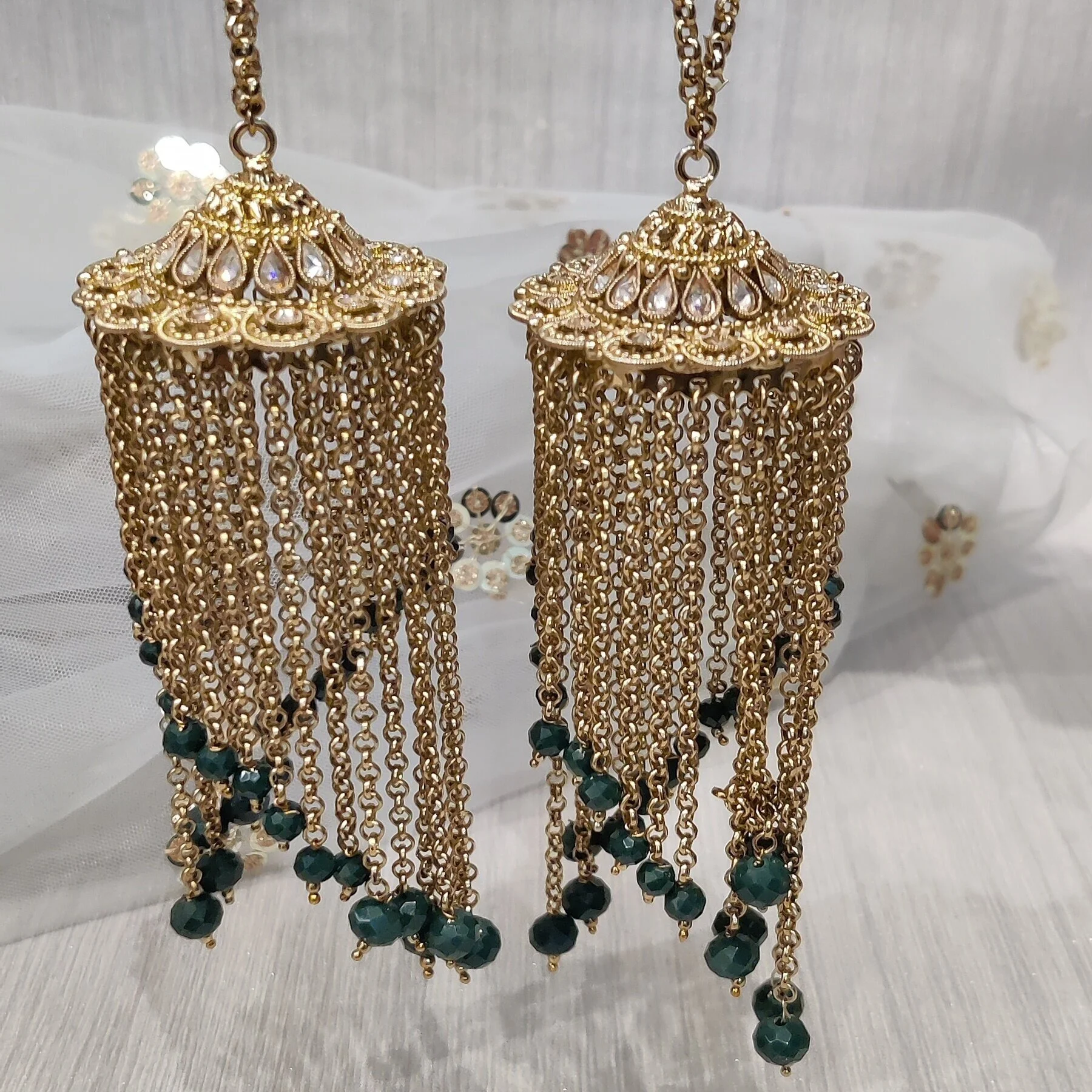 Green Indian Bengali Punjabi Bridal Stone Kaleerey Kalire Wedding  