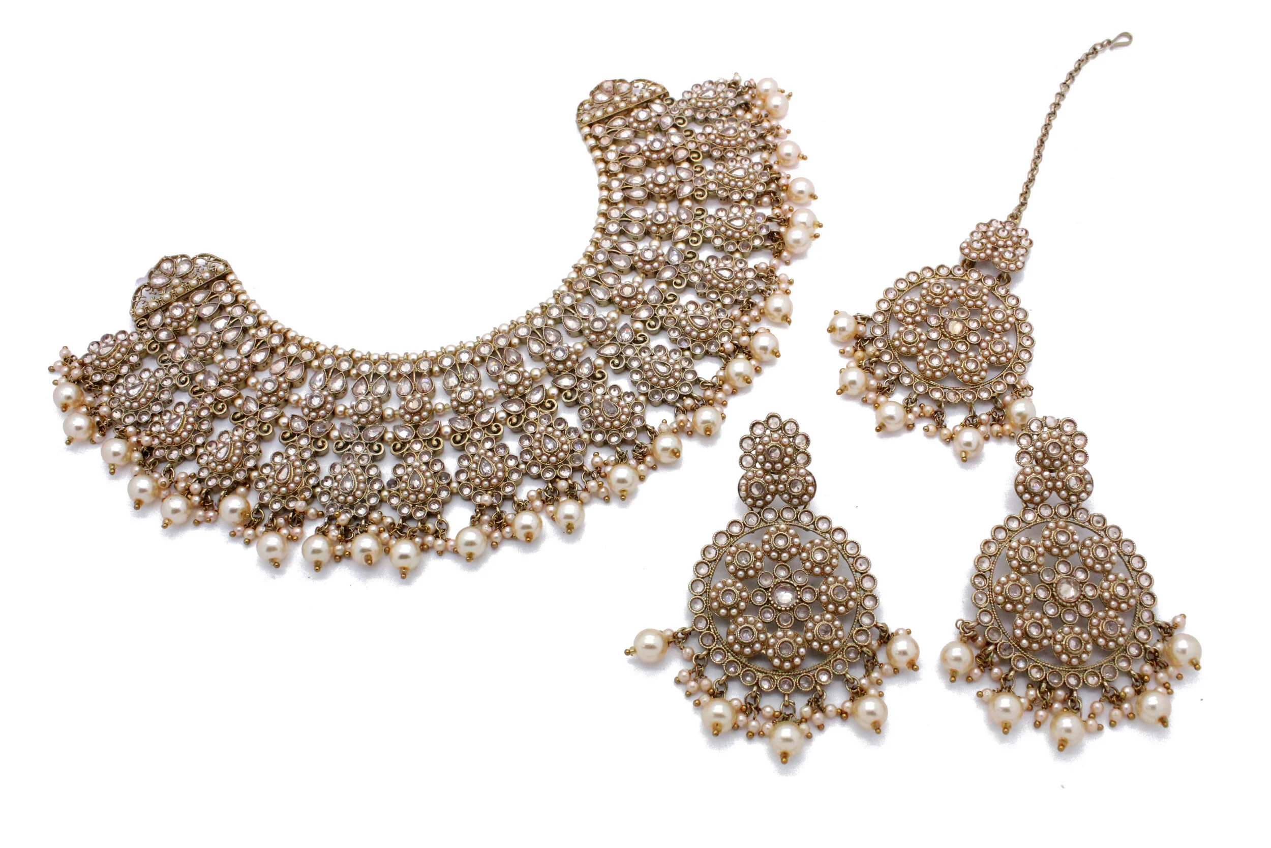 Antique Gold 'ARSHANI' Bridal Necklace Jewellery Set