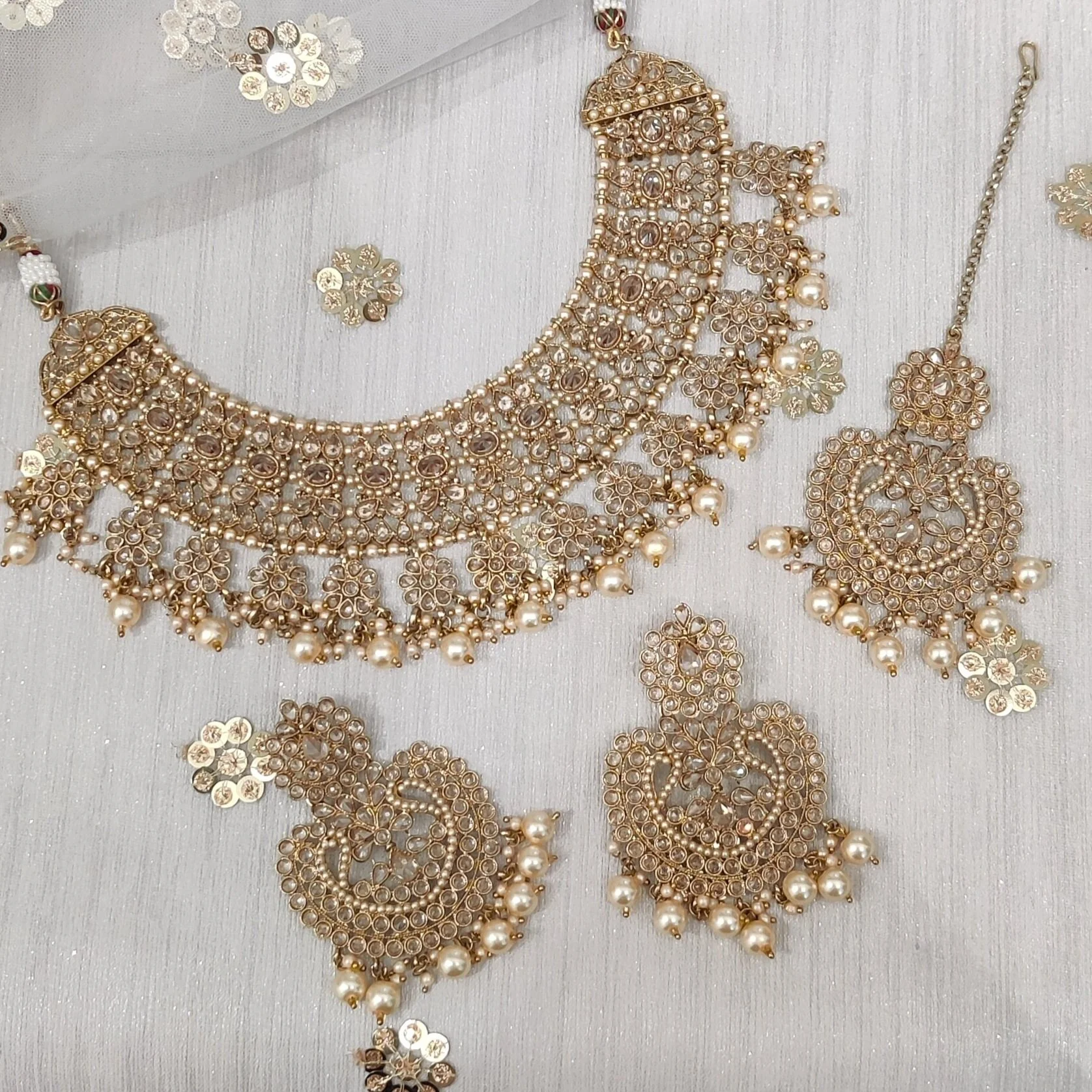 Antique Gold Pearl Indian Asian Bridal 