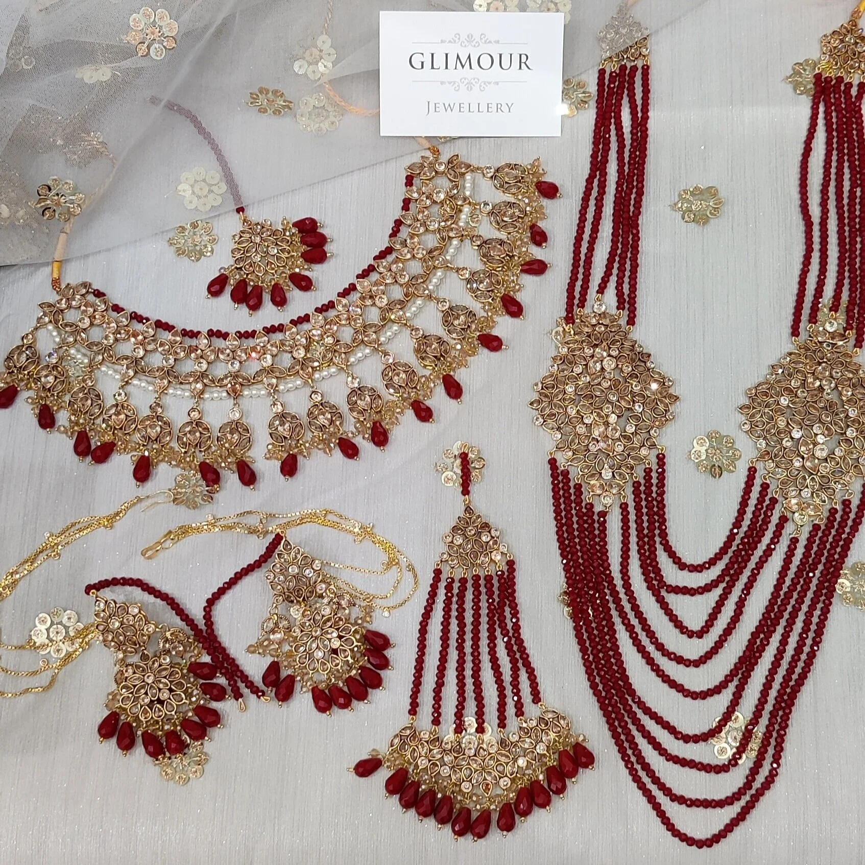 Antique Gold Maroon Indian Asian Bridal 