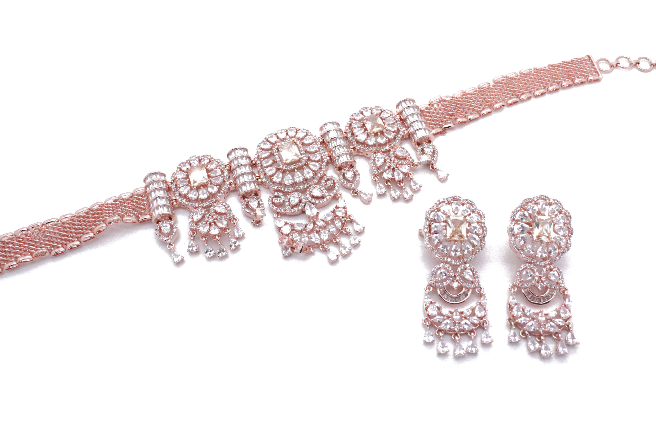 Rose Gold Cubic Zirconia Bridal Choker 