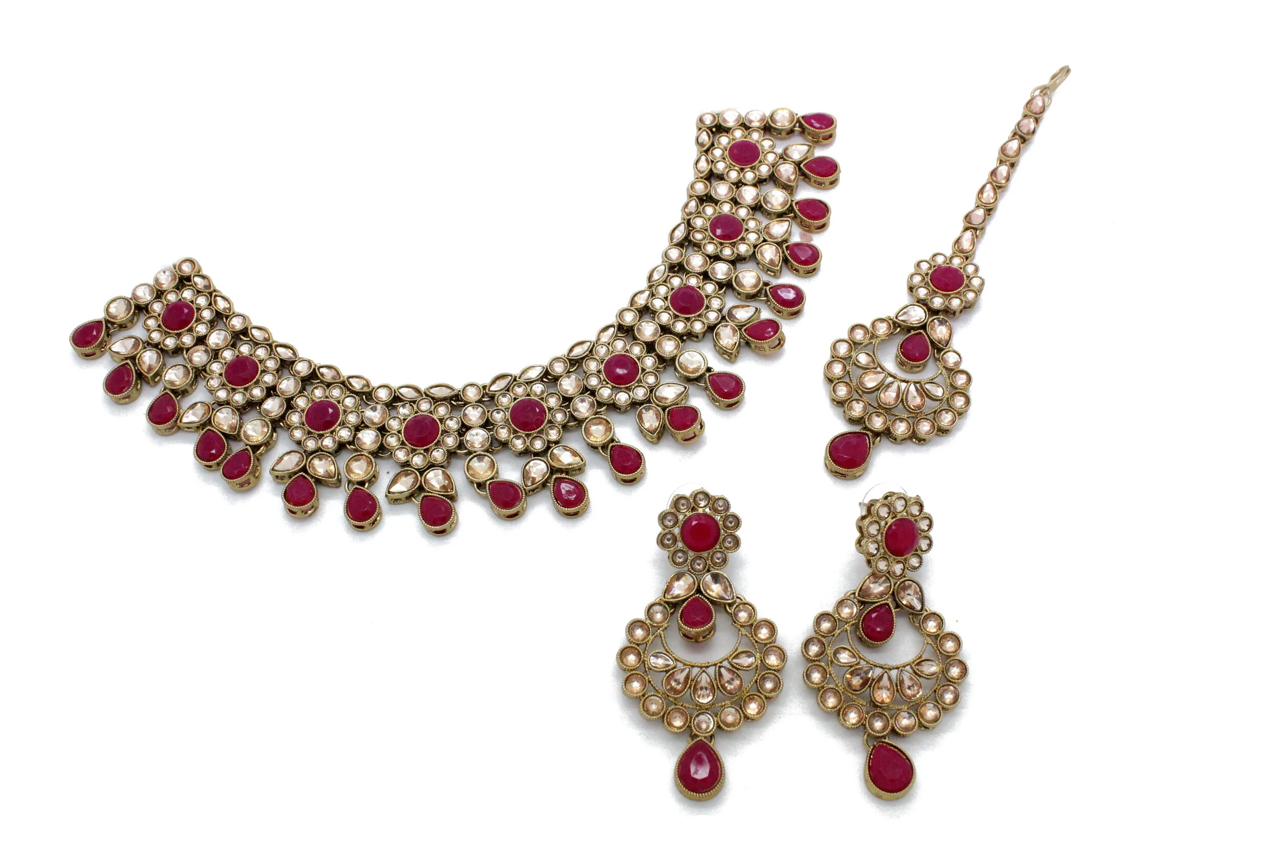 Ruby Antique Gold Indian Asian Necklace 