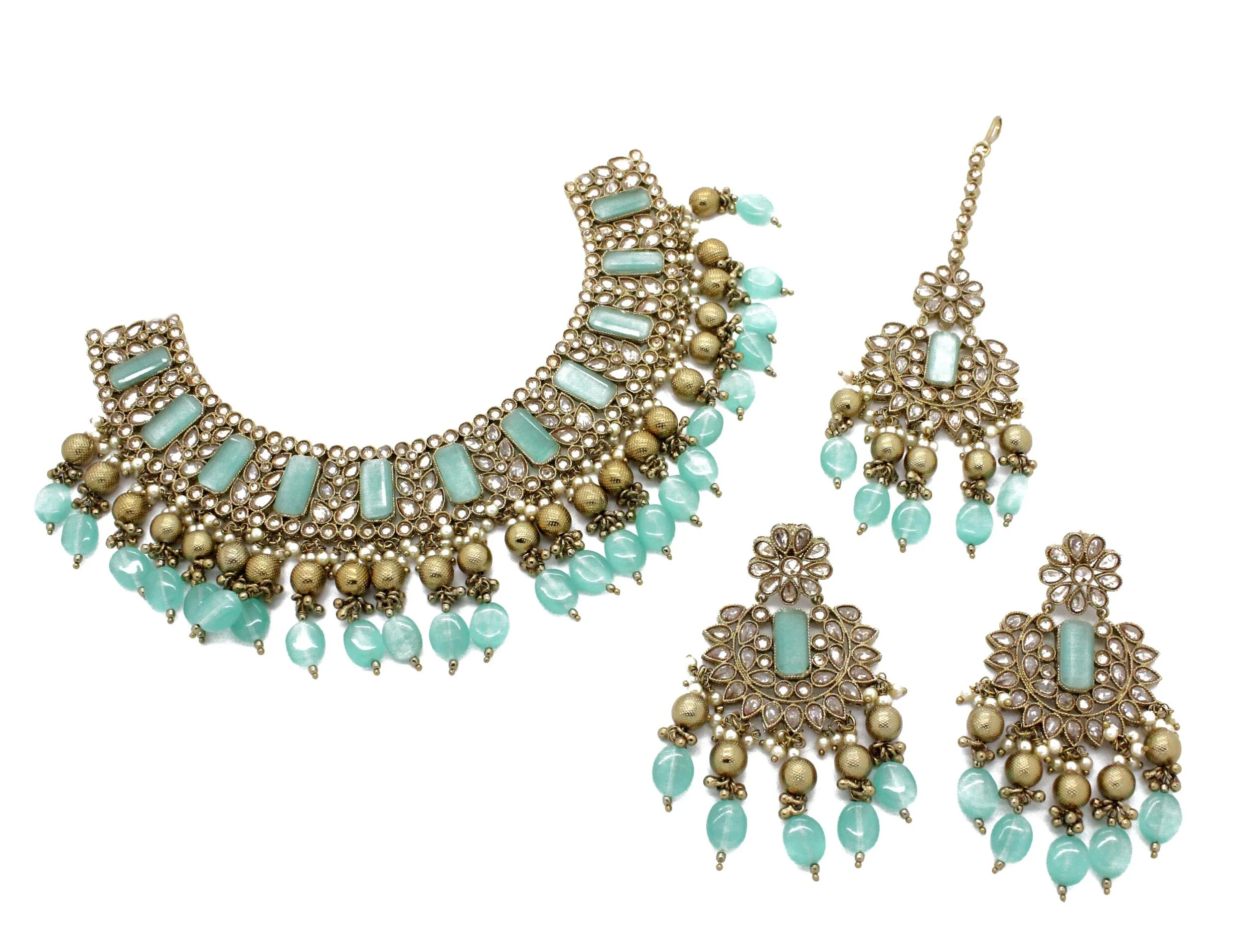 Maroon Antique Gold  Necklace Jewellery Set