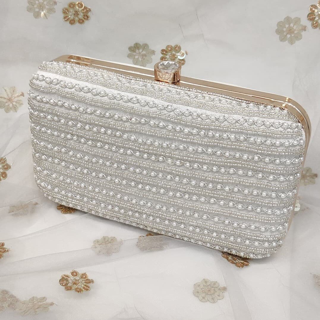 Ivory Pearl Indian Asian Bridal Clutch Bag — Glimour Jewellery