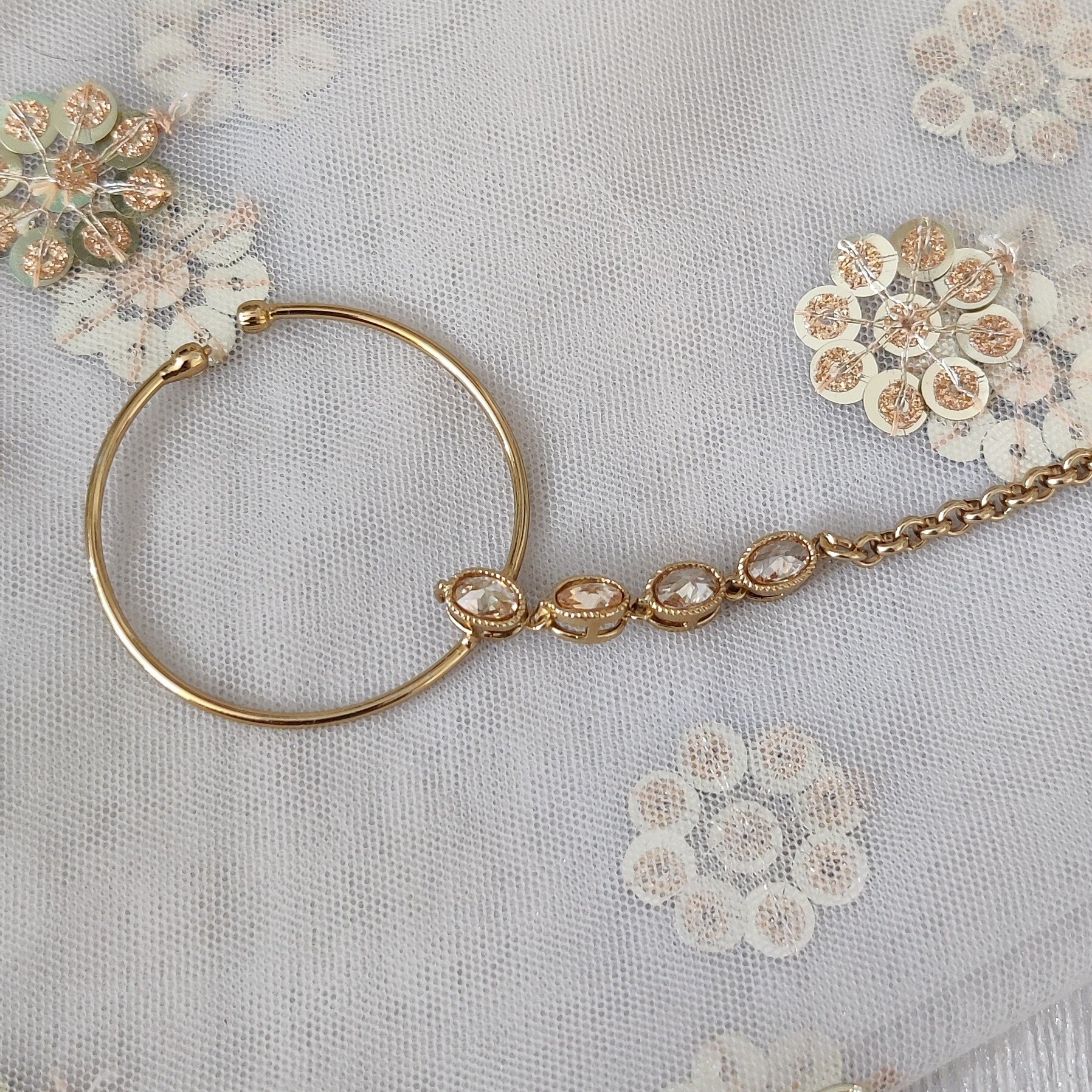 Antique Gold Simple Indian Nose Chain Nath Nathini Nose Piece 