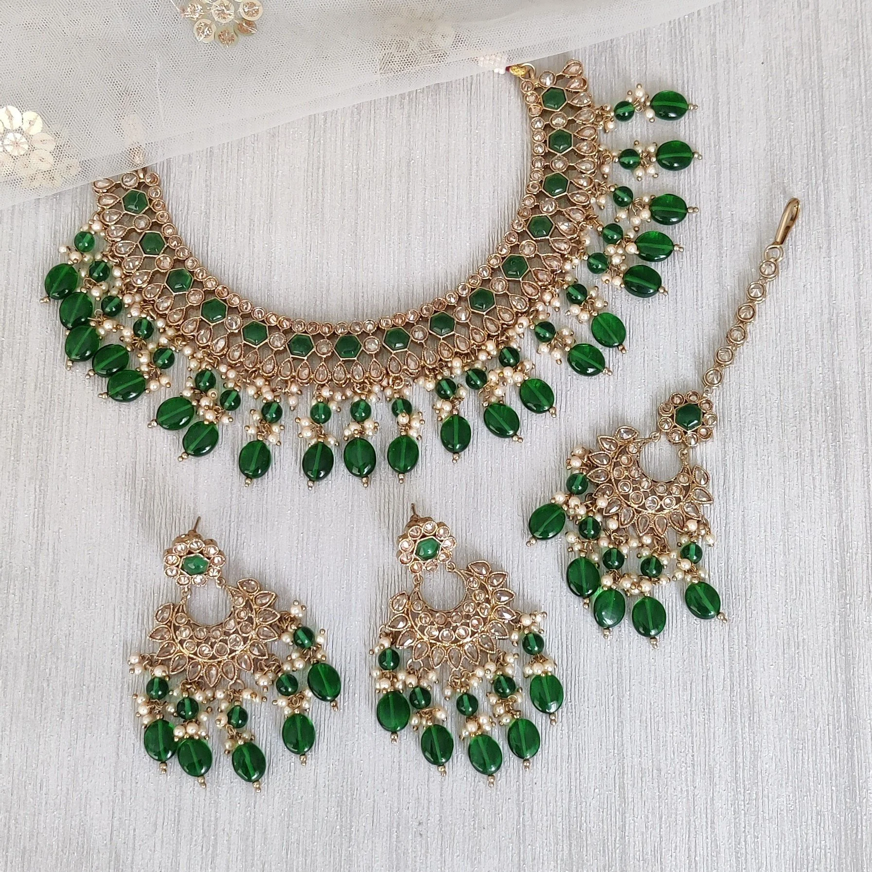 Green Antique Gold Indian Asian Polki 