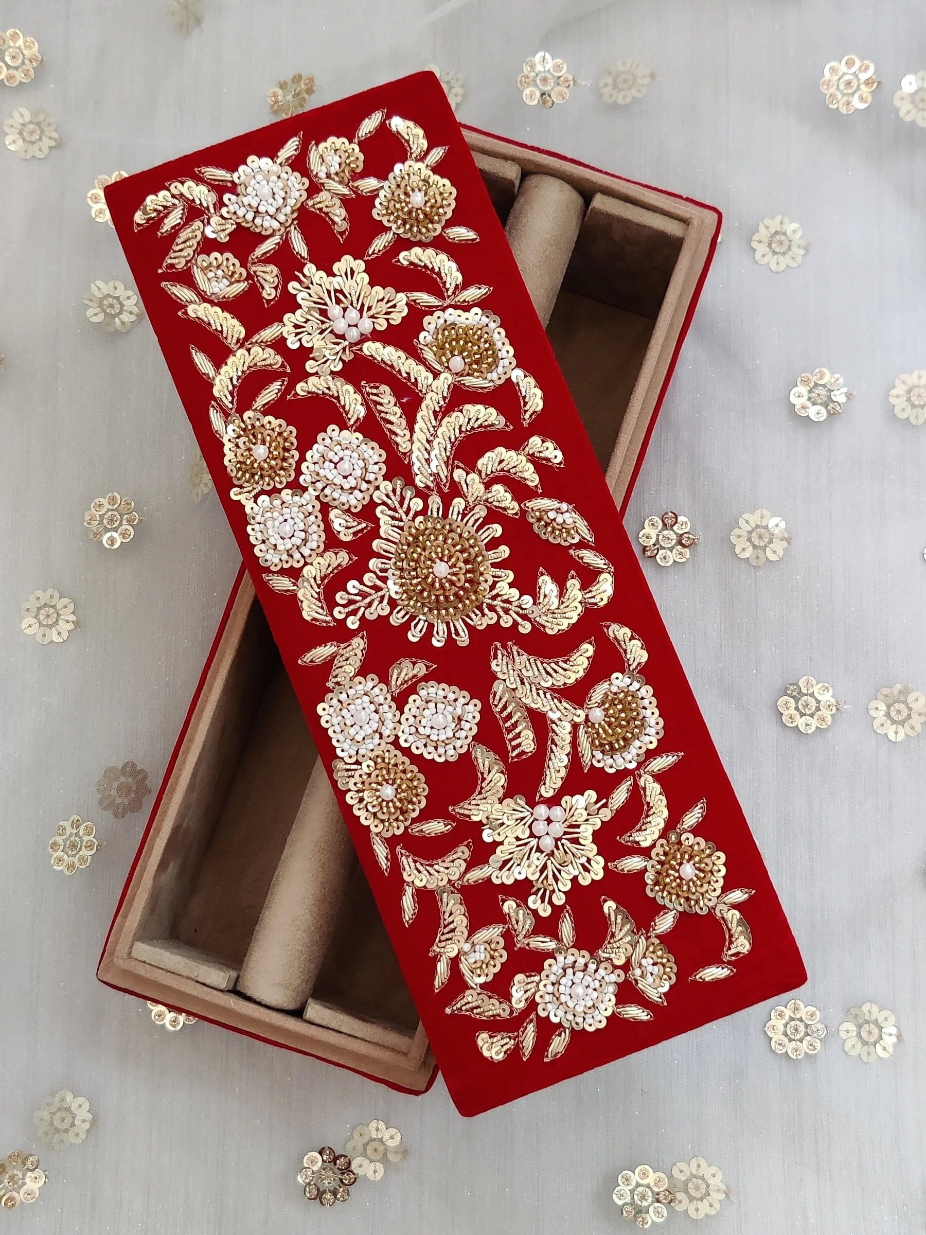 Deep Red Indian Bridal Choora Chura Bangle Box Keepsake Memory Storage Bridal Box