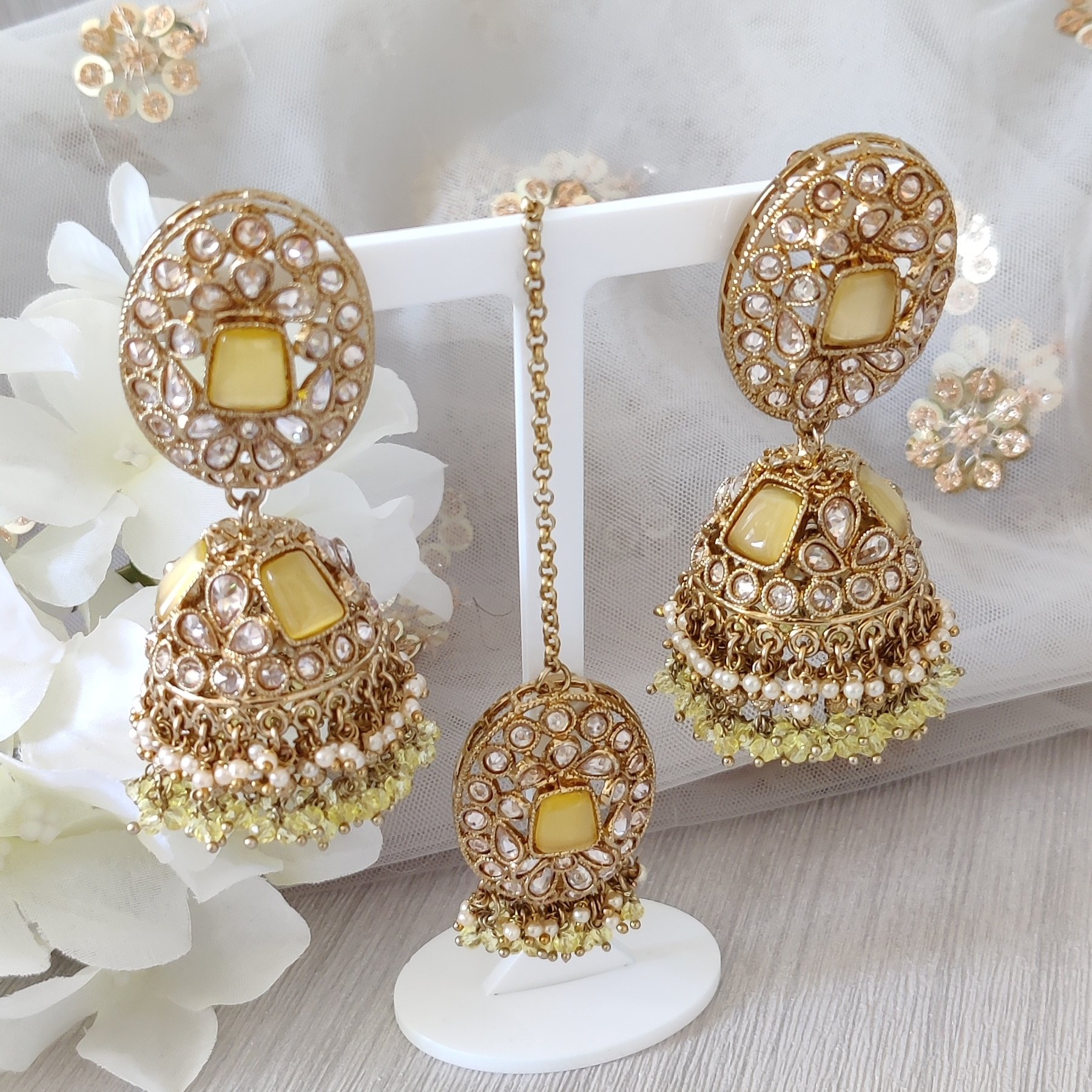 Pearl Dangle Earrings with Gold Fringe - South Asian Jewelry – TRENDZ &  TRADITIONZ BOUTIQUE