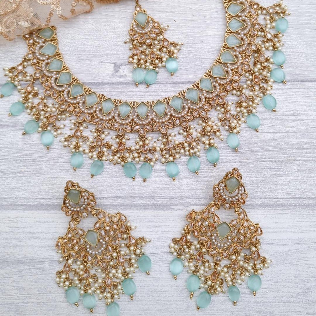 Mint Antique Gold 'SAMIA' Necklace Jewellery Set