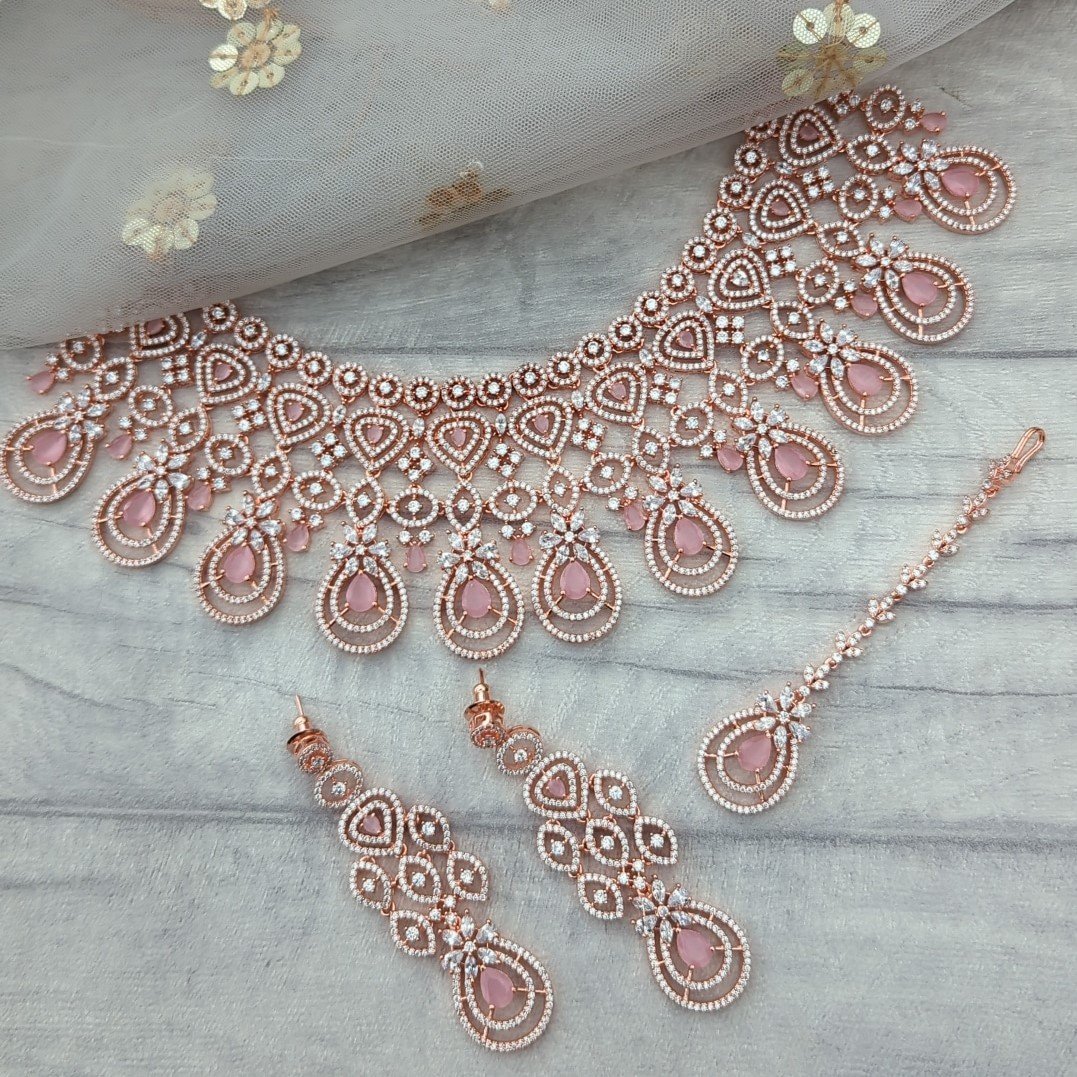Exquisite Elegance: Rose Gold Wedding Jewelry Sets for the Bride – Exp –  Indiatrendshop