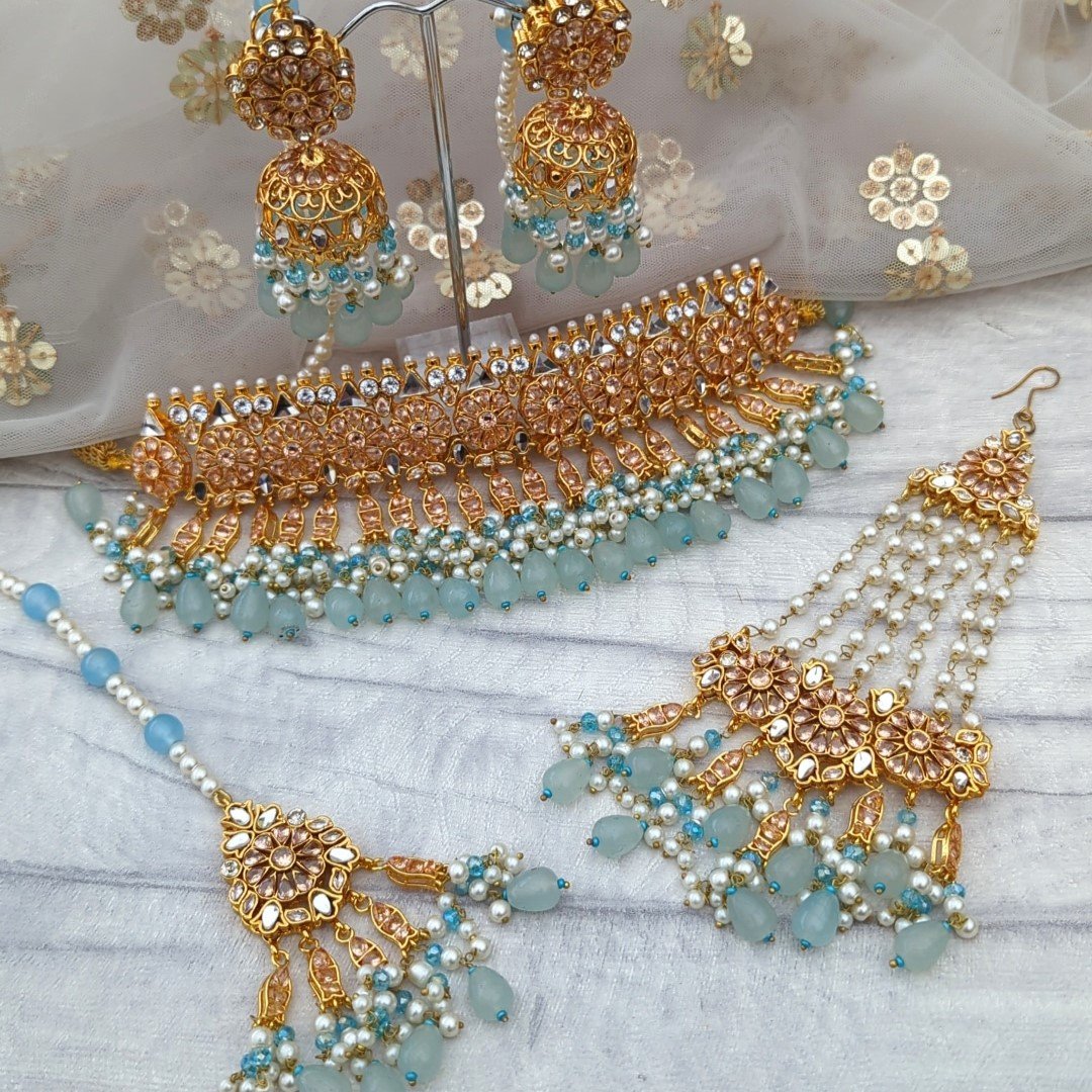 German Silver Indian Choker Necklace Set | FashionCrab.com