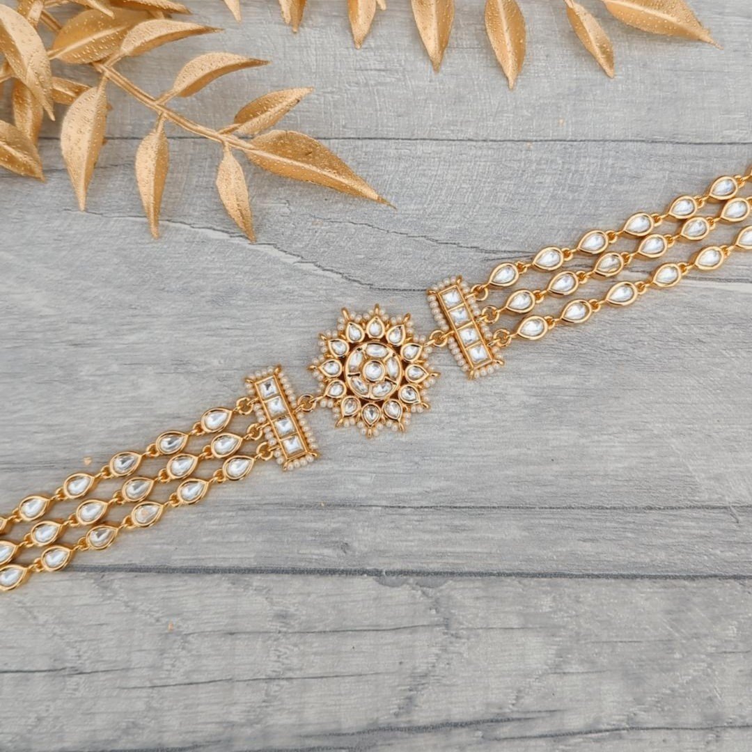 Gold Silver Kundan Pearl Head Band Headpiece